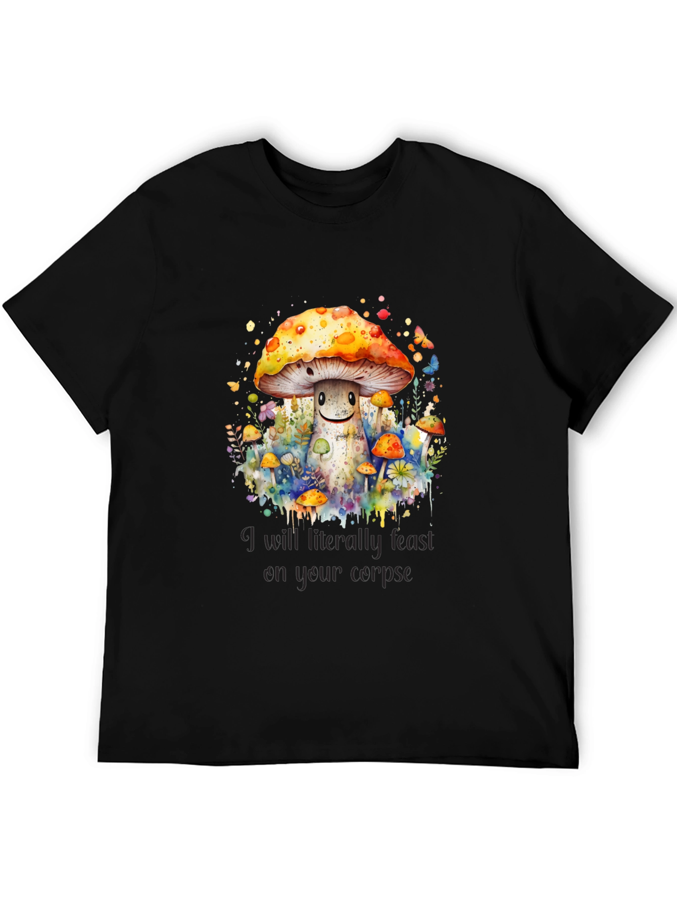 Mushroom Corpse Feast Tee - Black Graphic T-Shirt