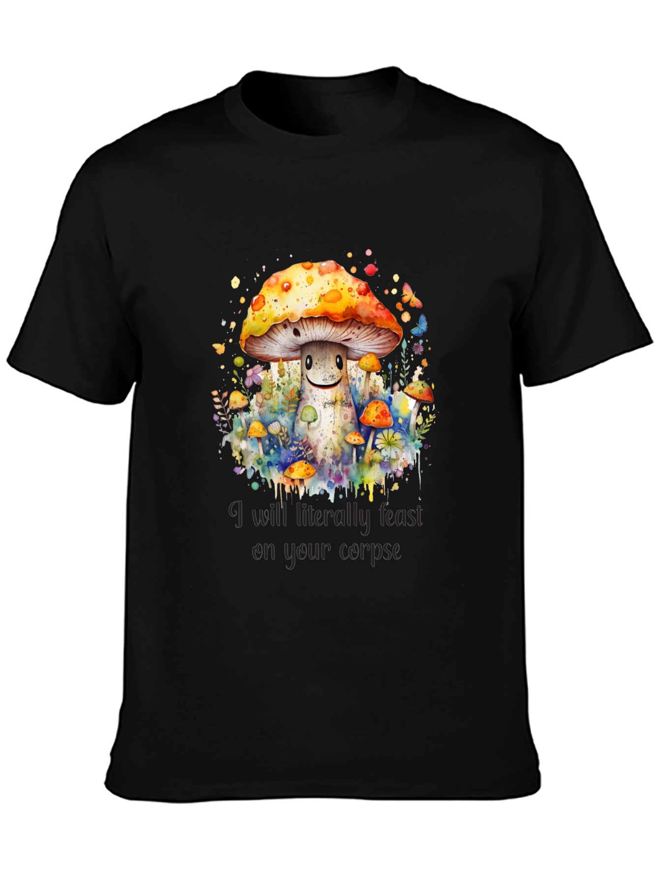 Mushroom Corpse Feast Tee - Black Graphic T-Shirt
