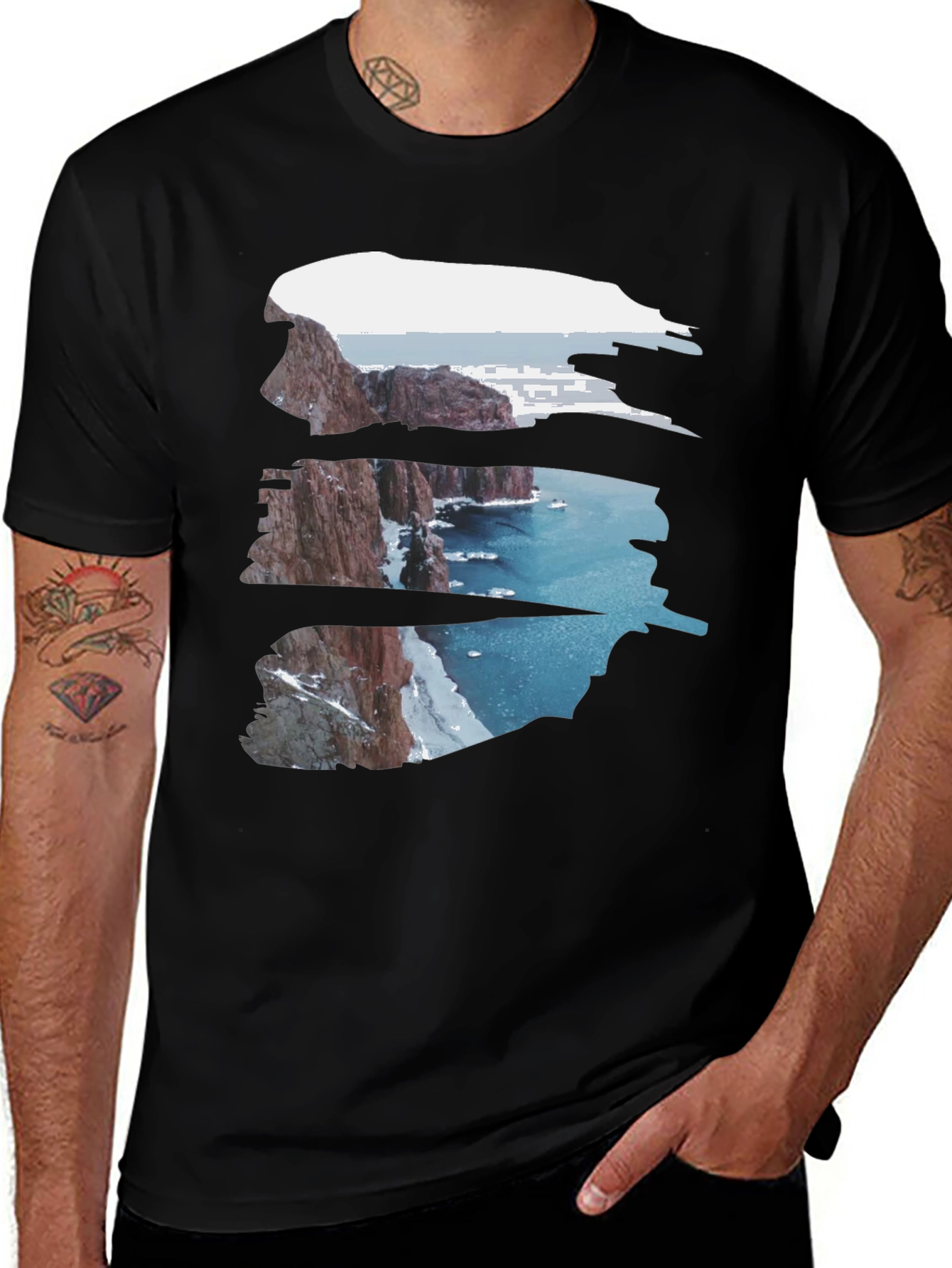 Nature Cliff Black Tee