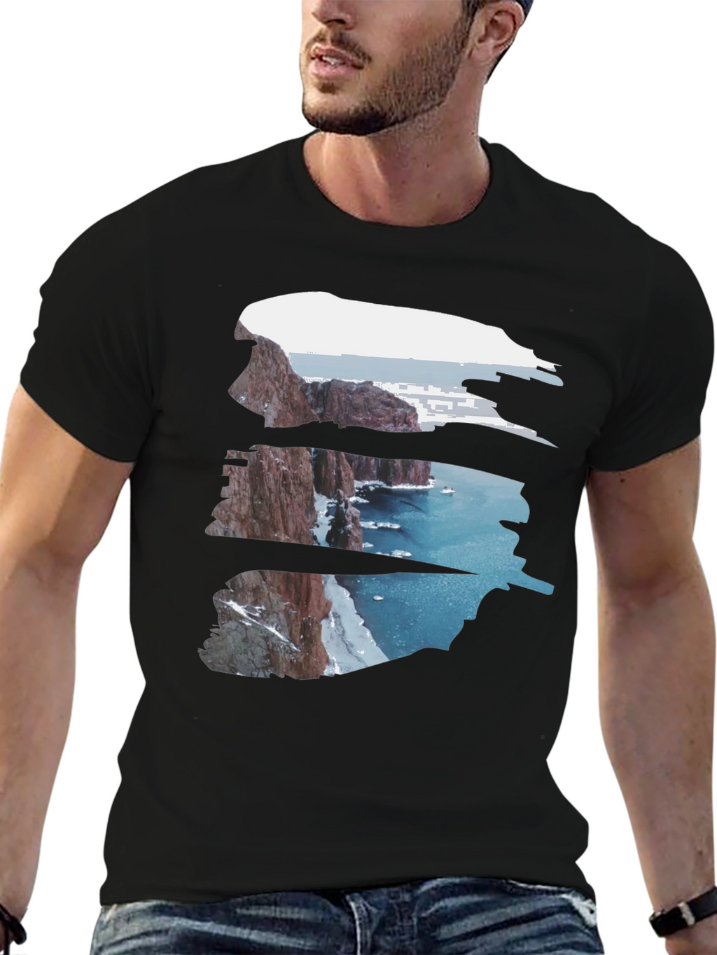 Nature Cliff Black Tee