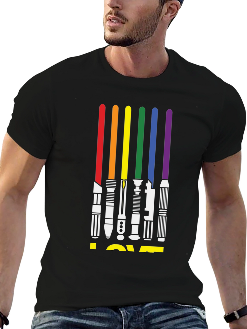 Rainbow Lightsaber LOVE Graphic Tee