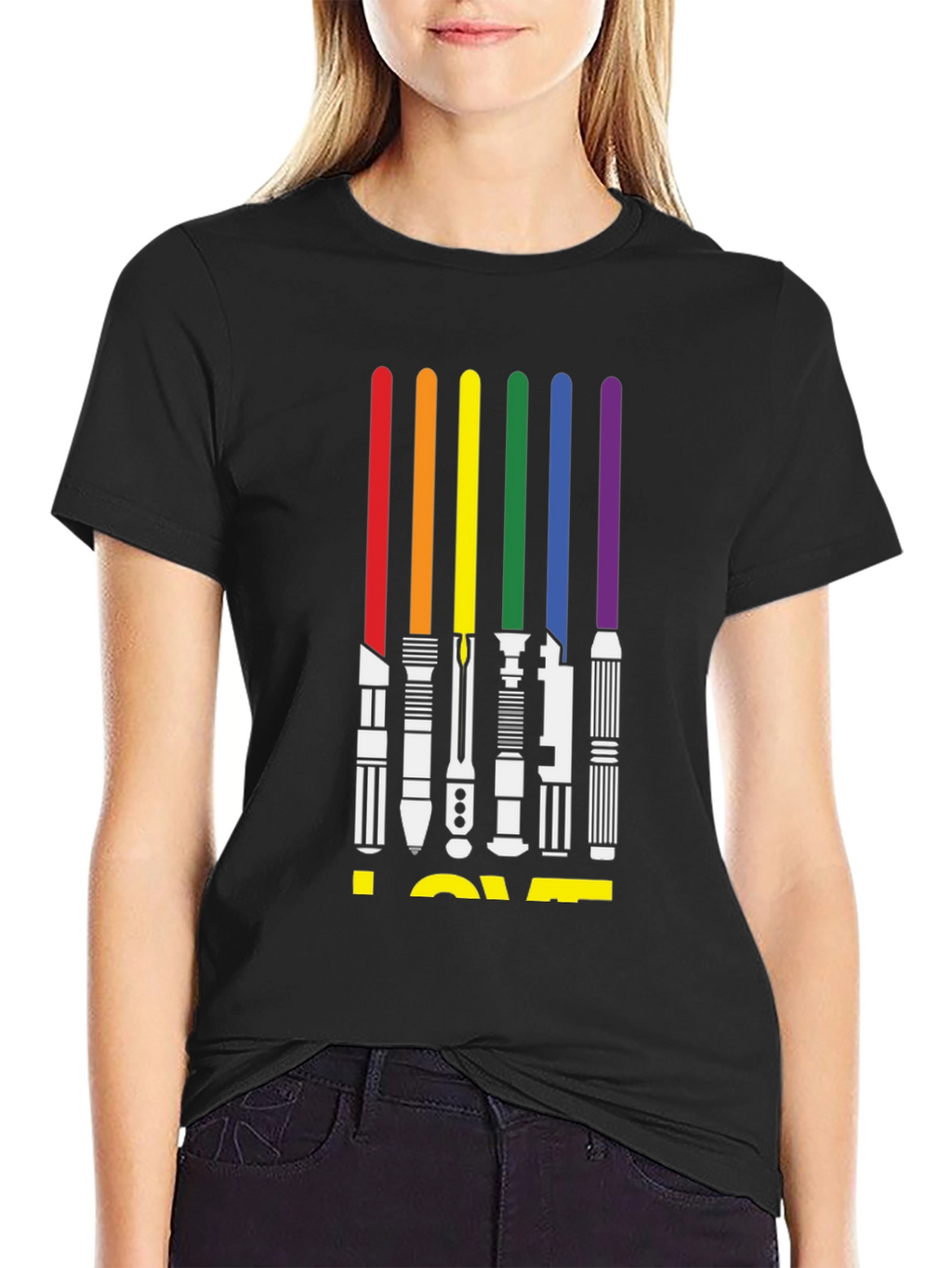 Rainbow Lightsaber LOVE Graphic Tee