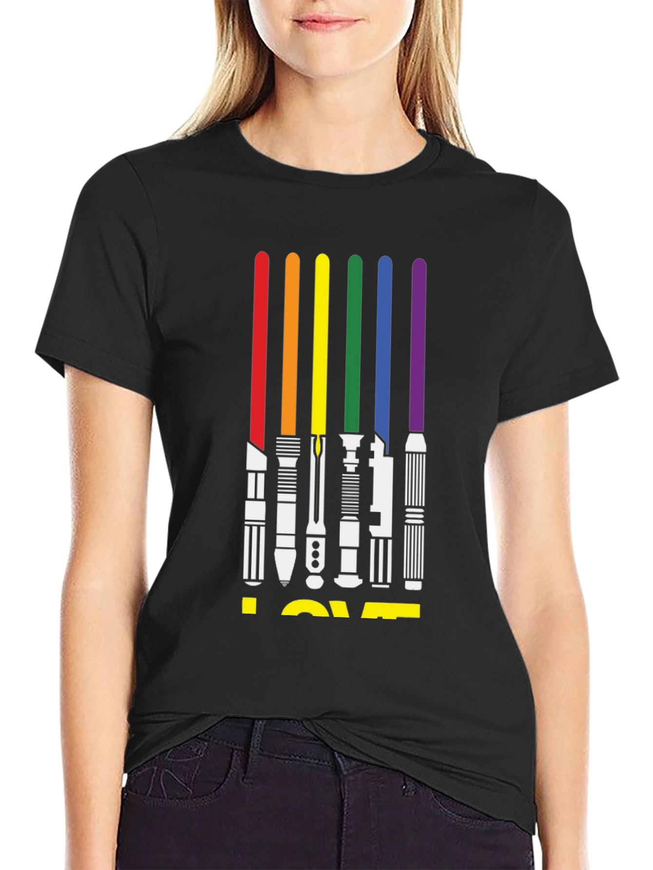 Rainbow Lightsaber LOVE Graphic Tee