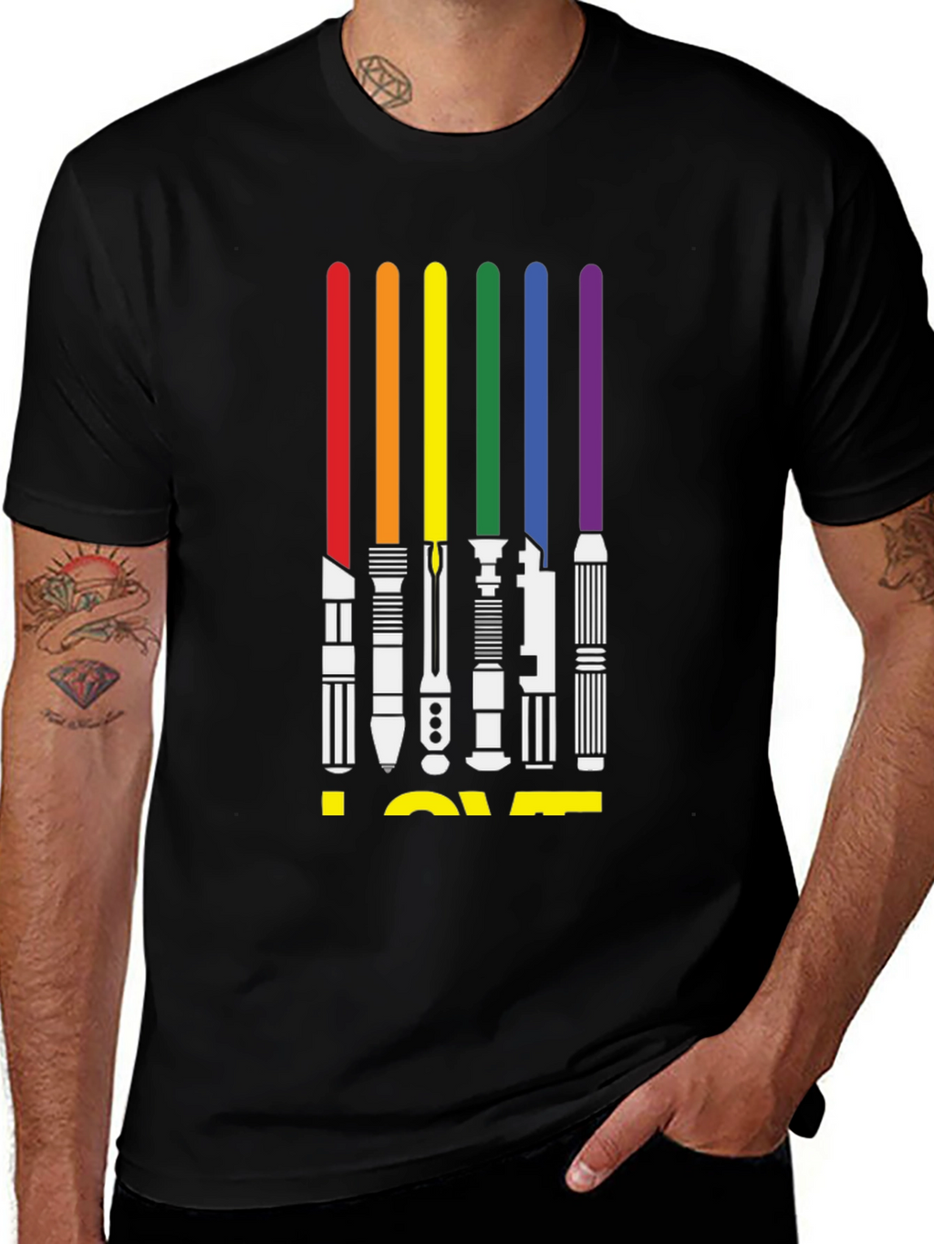 Rainbow Lightsaber LOVE Graphic Tee