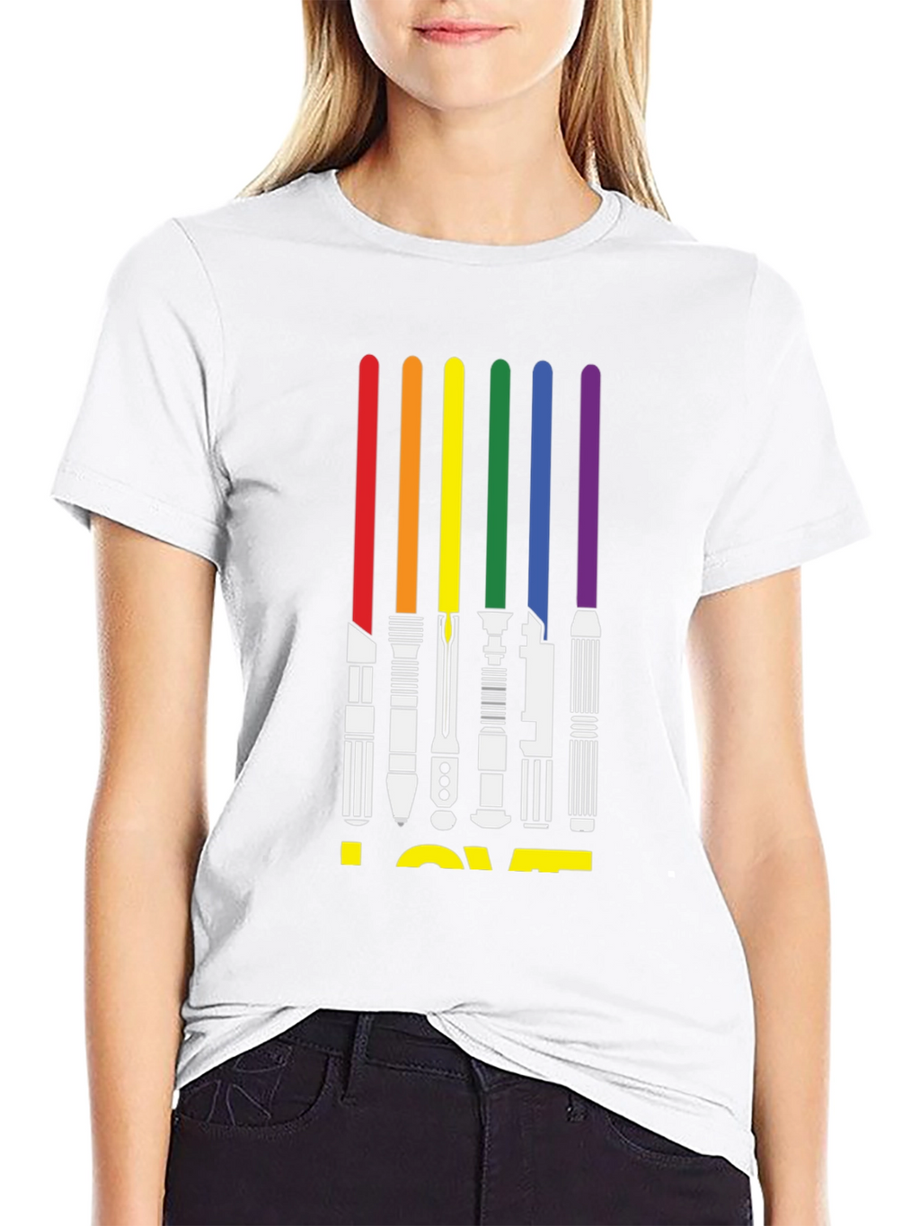 Rainbow Lightsaber LOVE Graphic Tee