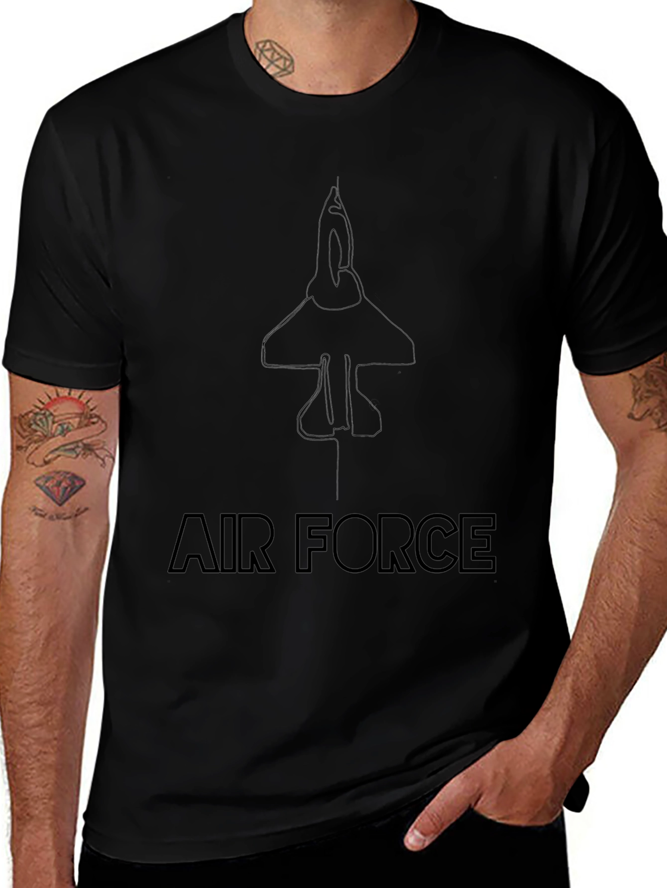 Air Force Jet Graphic Tee - Stylish Black T-Shirt