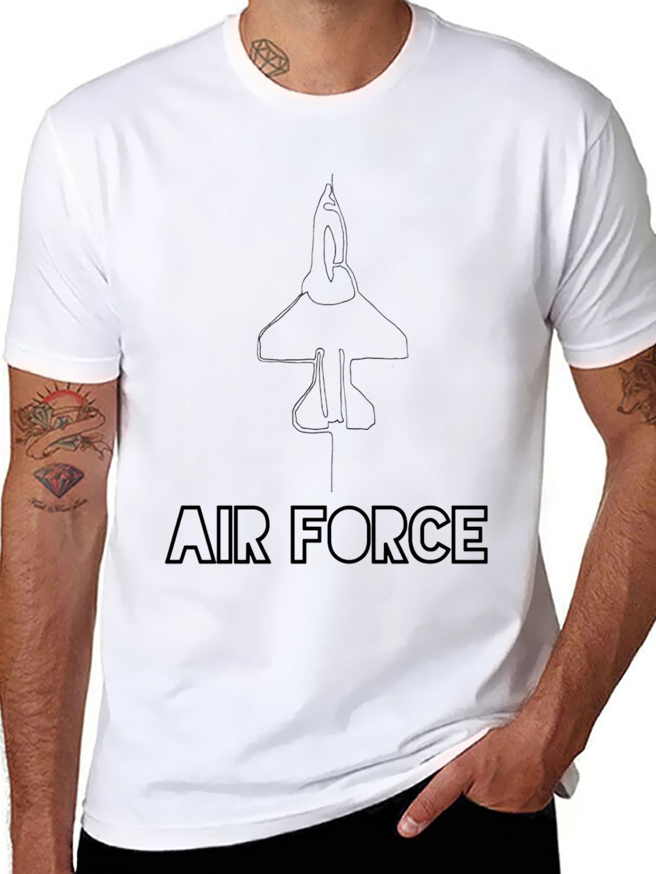 Air Force Jet Graphic Tee - Stylish Black T-Shirt