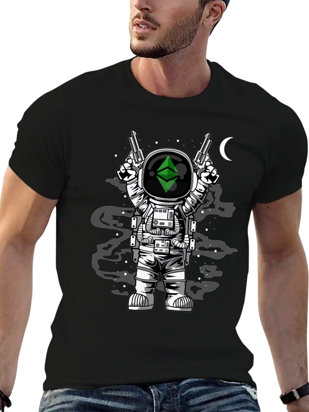 Astronaut Ethereum Crypto Black T-Shirt