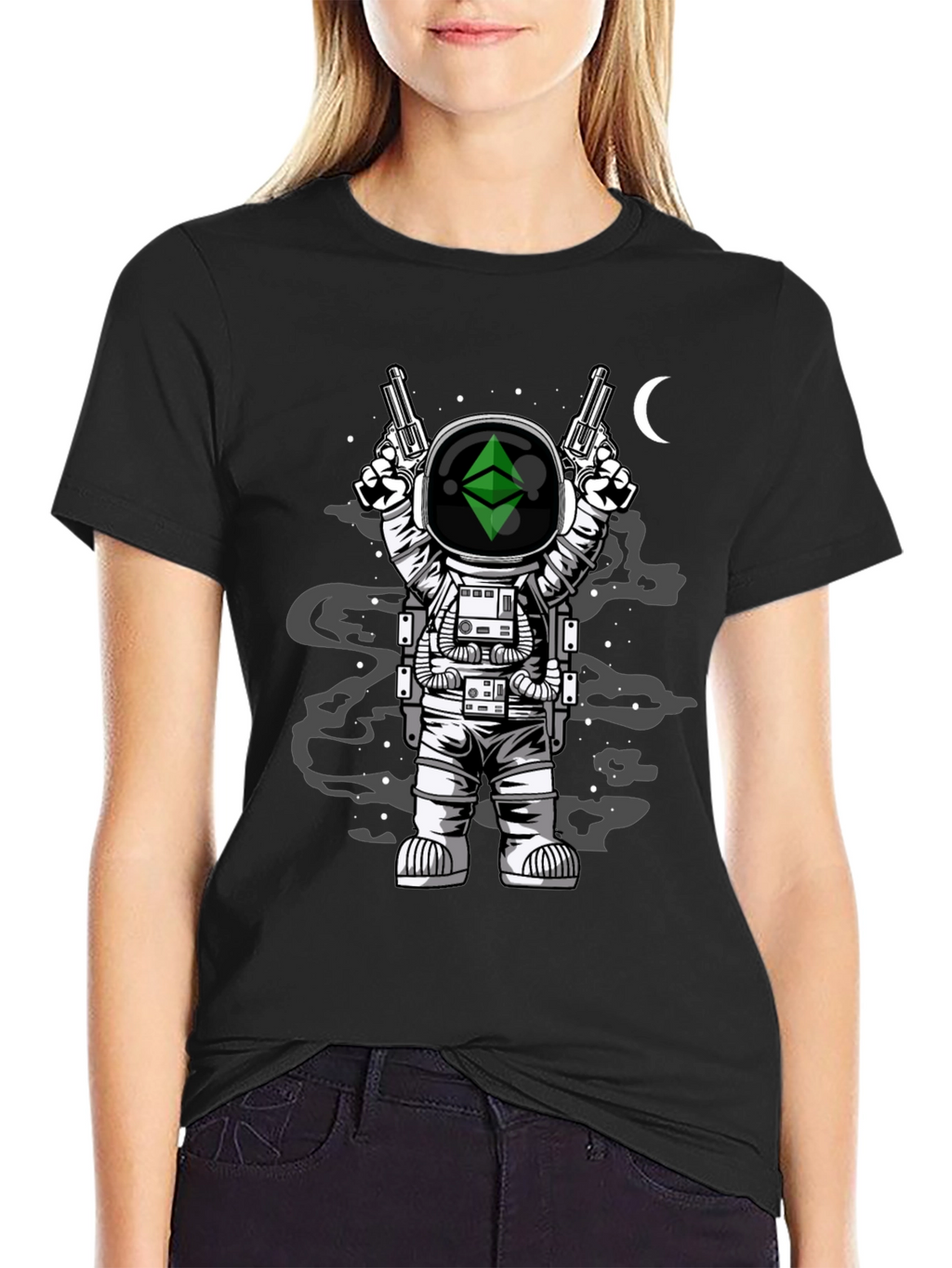 Astronaut Ethereum Crypto Black T-Shirt
