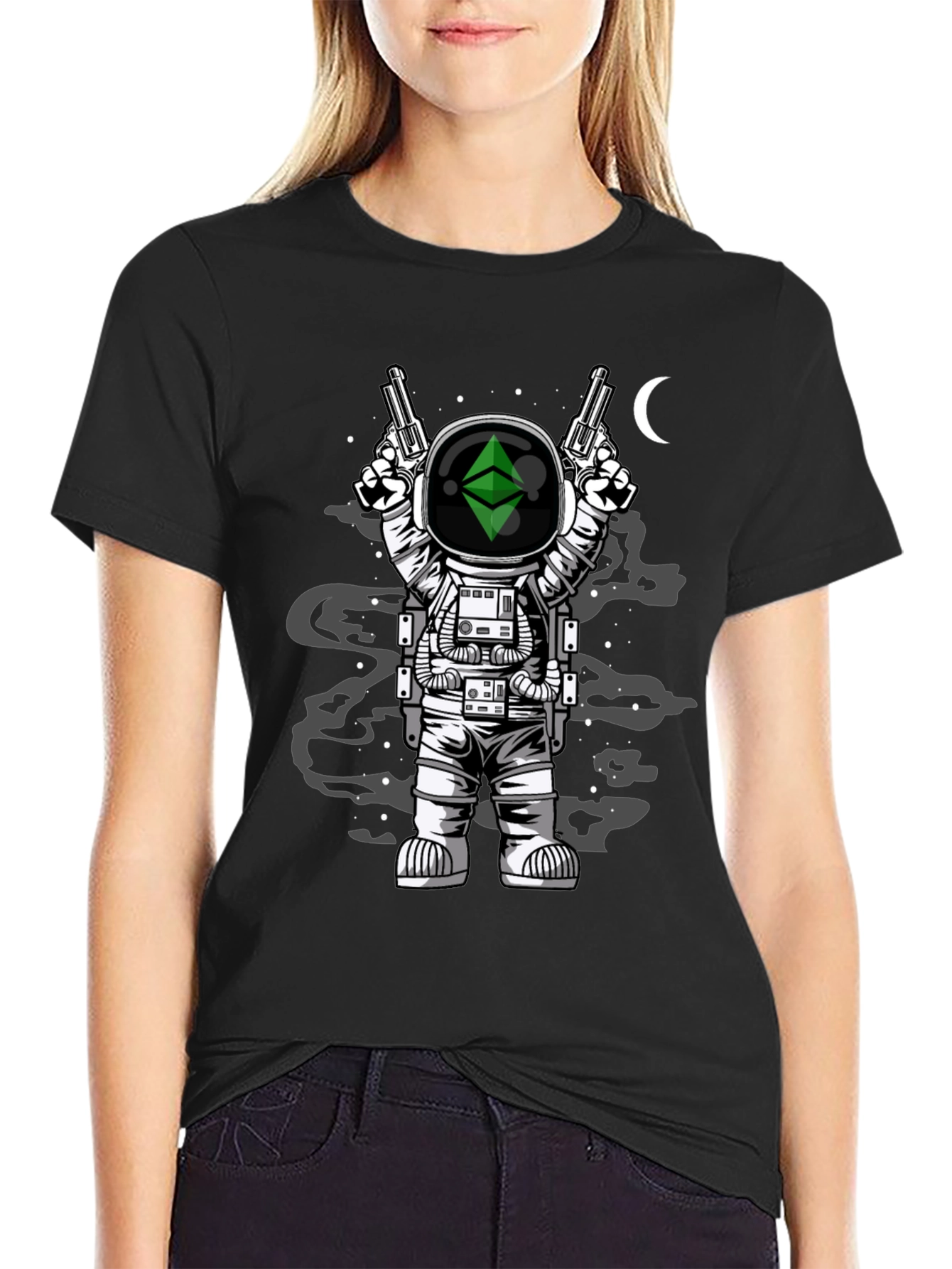 Astronaut Ethereum Crypto Black T-Shirt