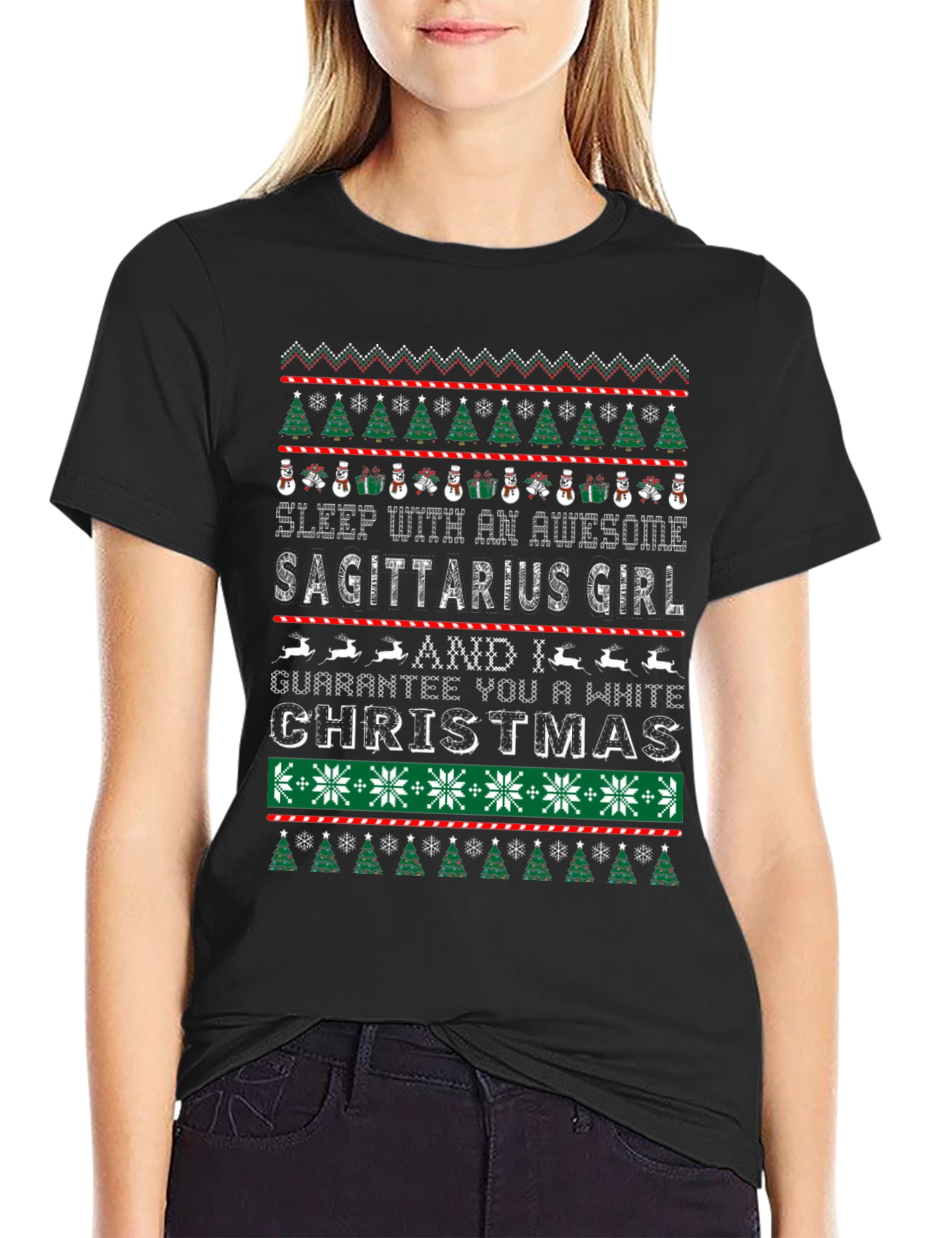 Sagittarius Girl Christmas T-Shirt Ugly Sweater Style
