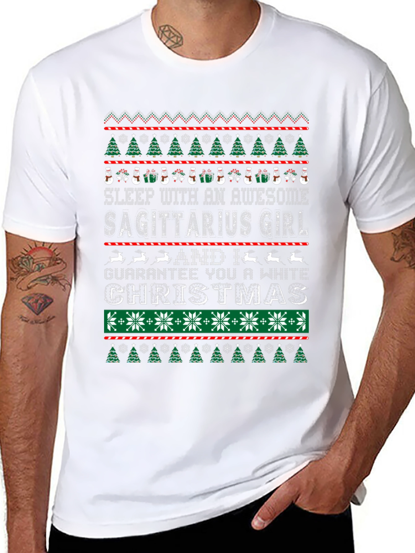 Sagittarius Girl Christmas T-Shirt Ugly Sweater Style