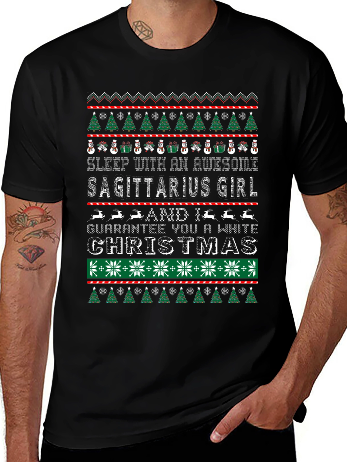 Sagittarius Girl Christmas T-Shirt Ugly Sweater Style