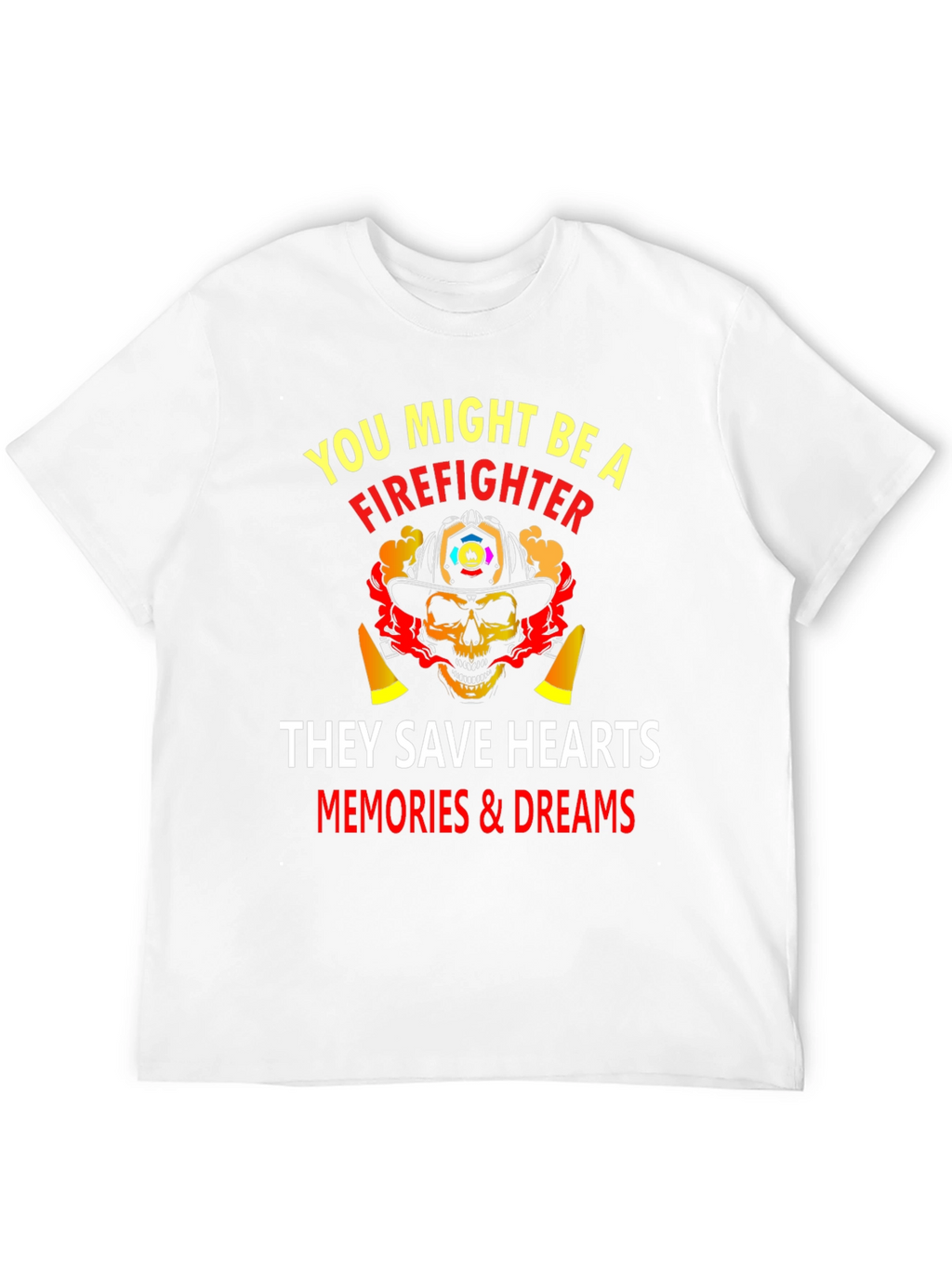 Firefighter Skull Graphic Black T-Shirt
