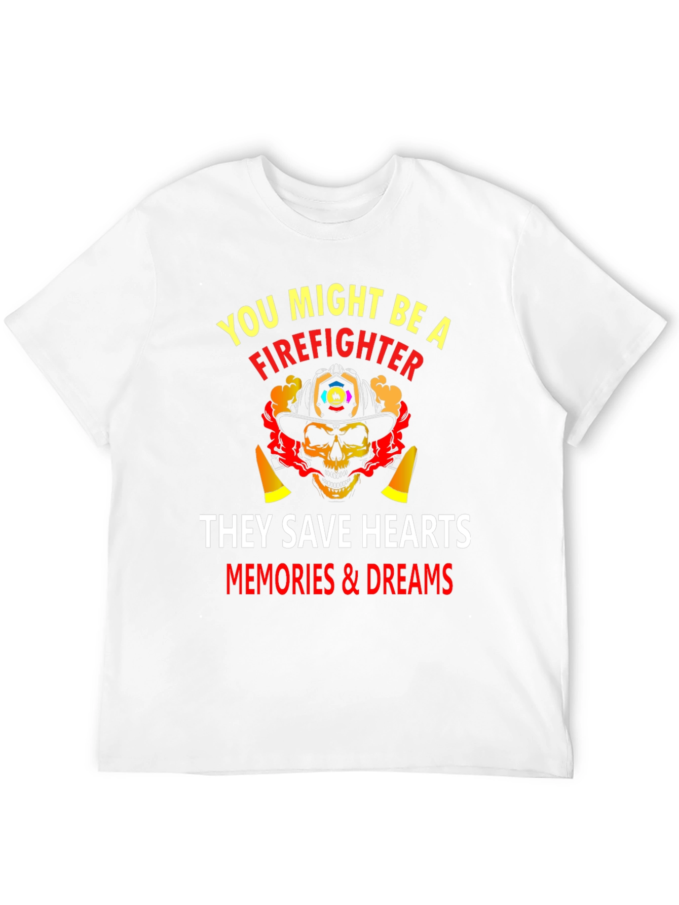 Firefighter Skull Graphic Black T-Shirt