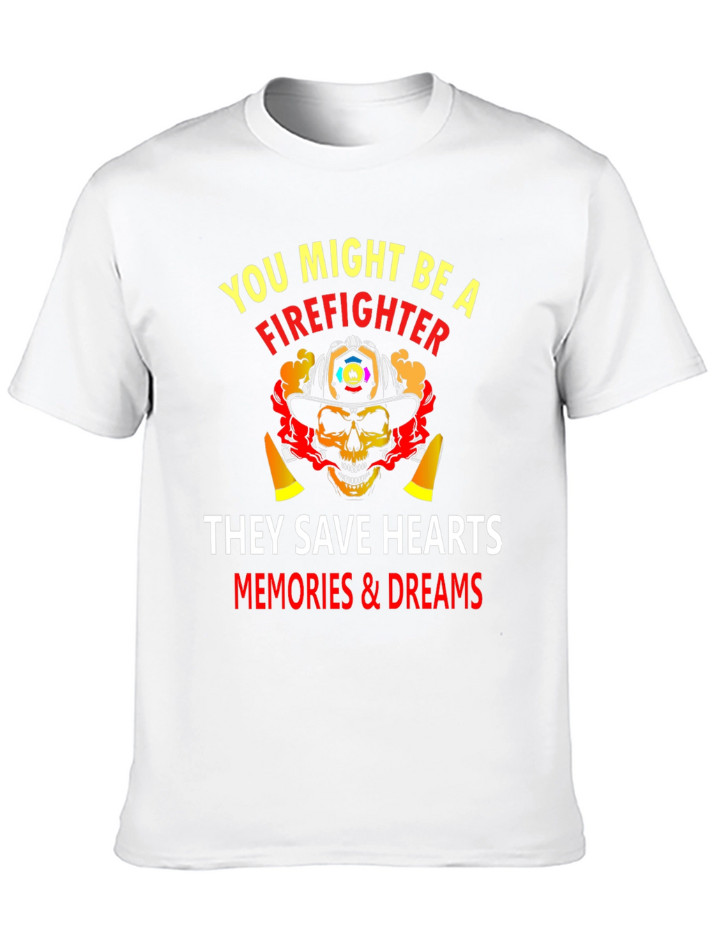 Firefighter Skull Graphic Black T-Shirt