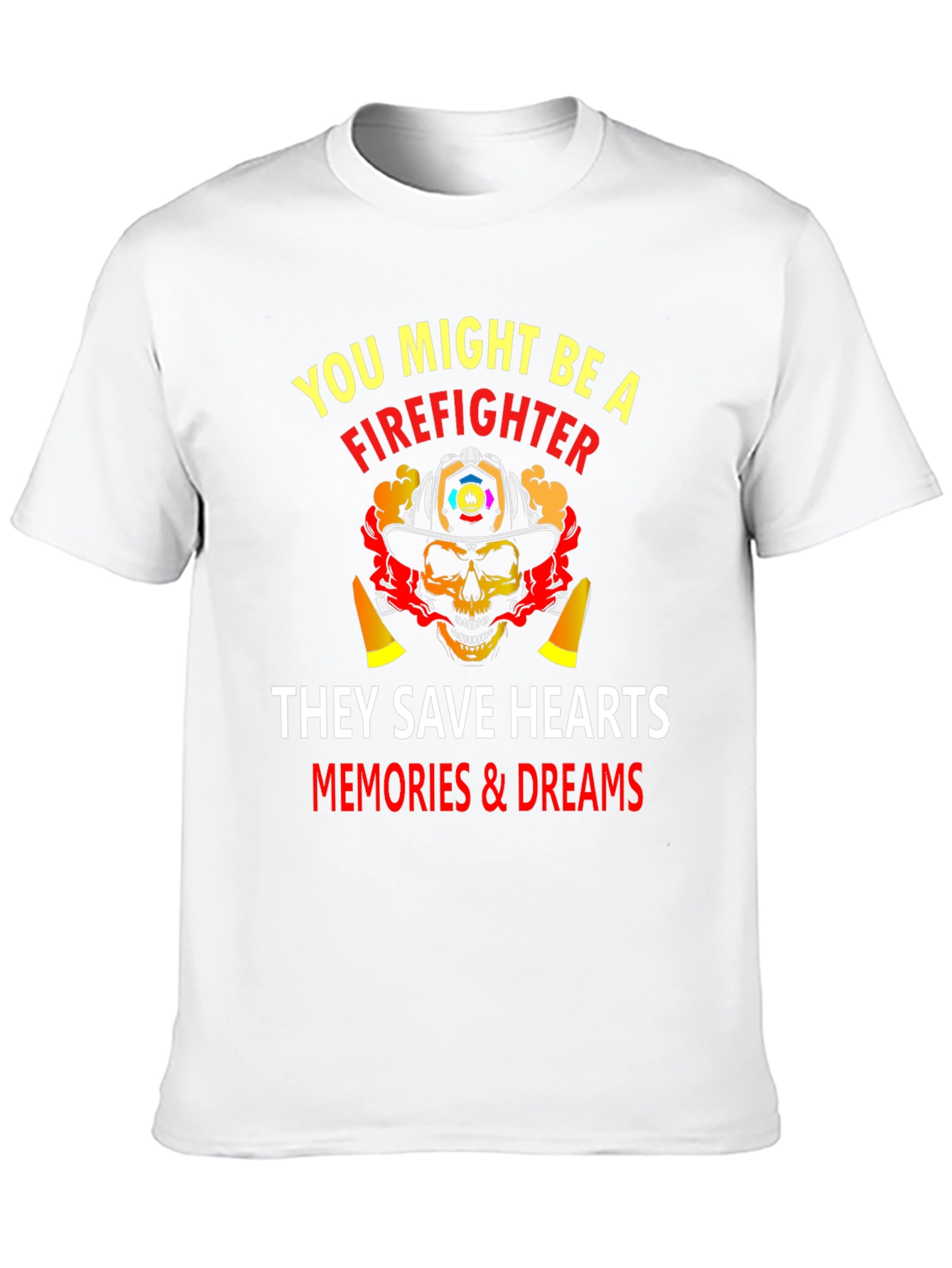 Firefighter Skull Graphic Black T-Shirt