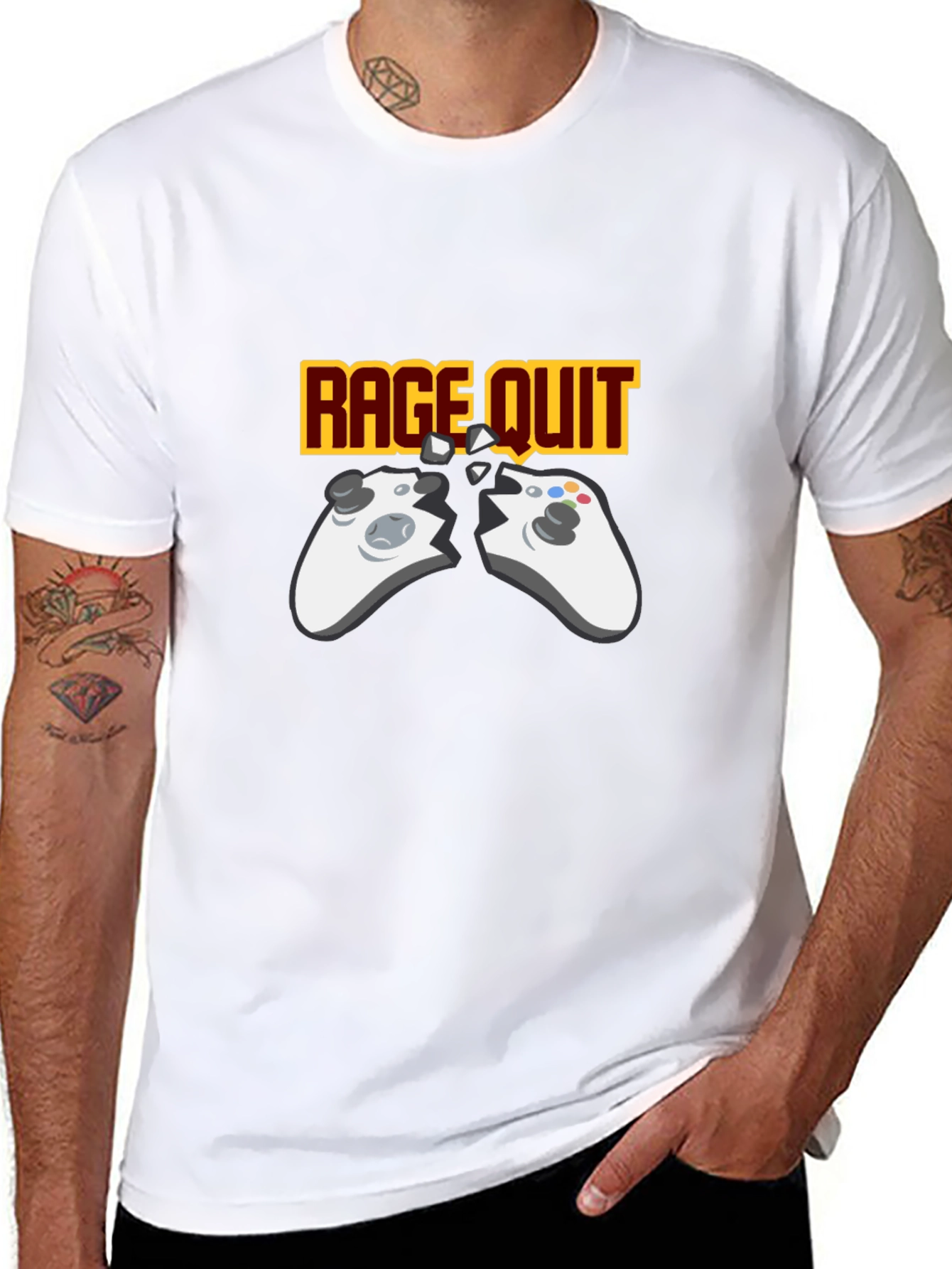 Rage Quit Gaming T-Shirt - Broken Controller Gamer Tee