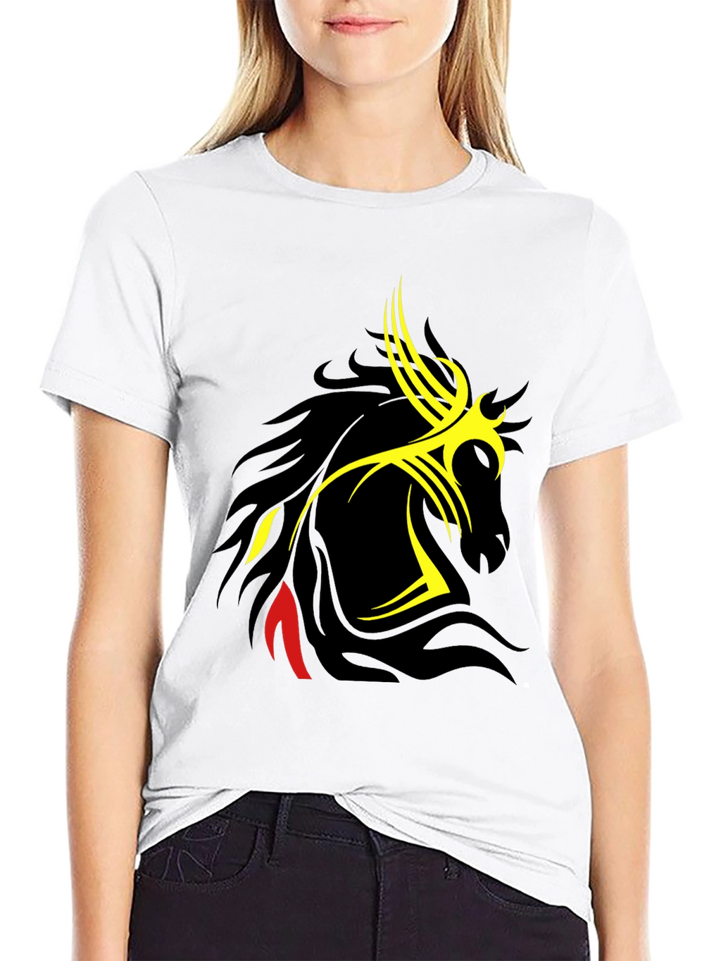 Tribal Horse Graphic Black T-Shirt