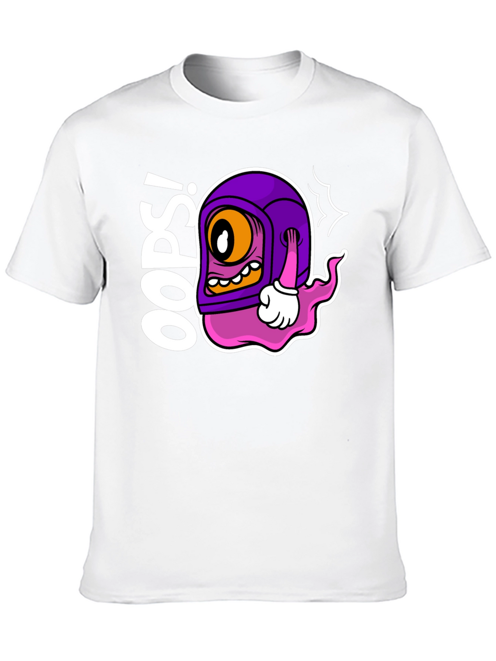 Oops! Cartoon Character Black T-Shirt