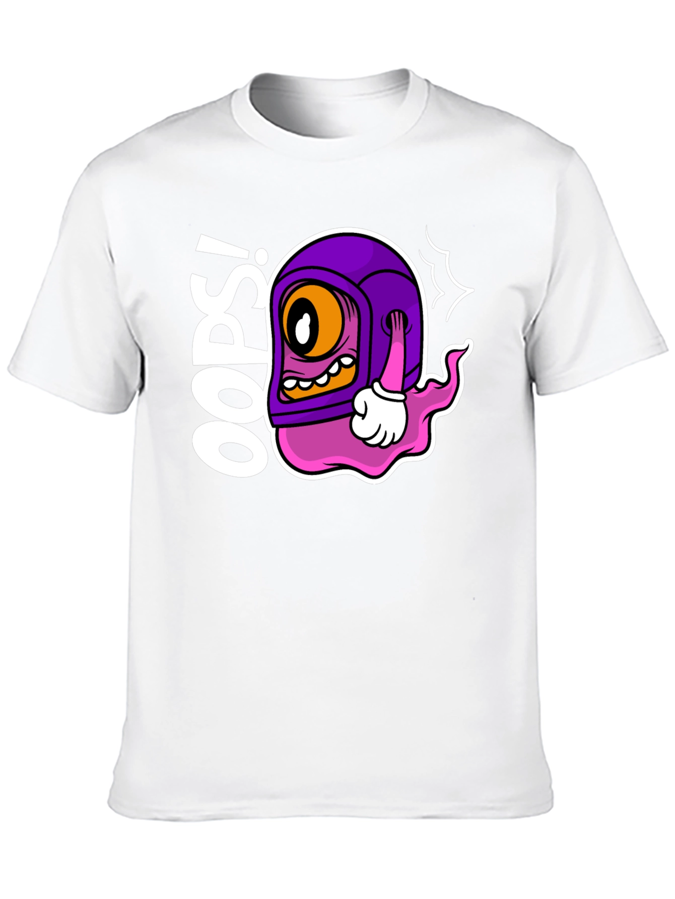 Oops! Cartoon Character Black T-Shirt