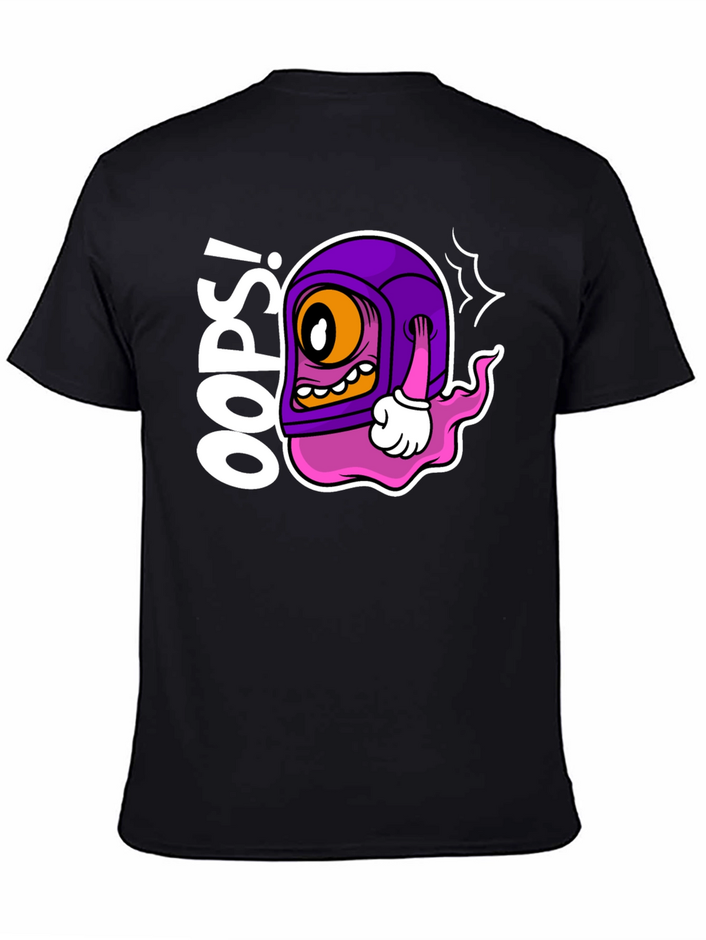 Oops! Cartoon Character Black T-Shirt