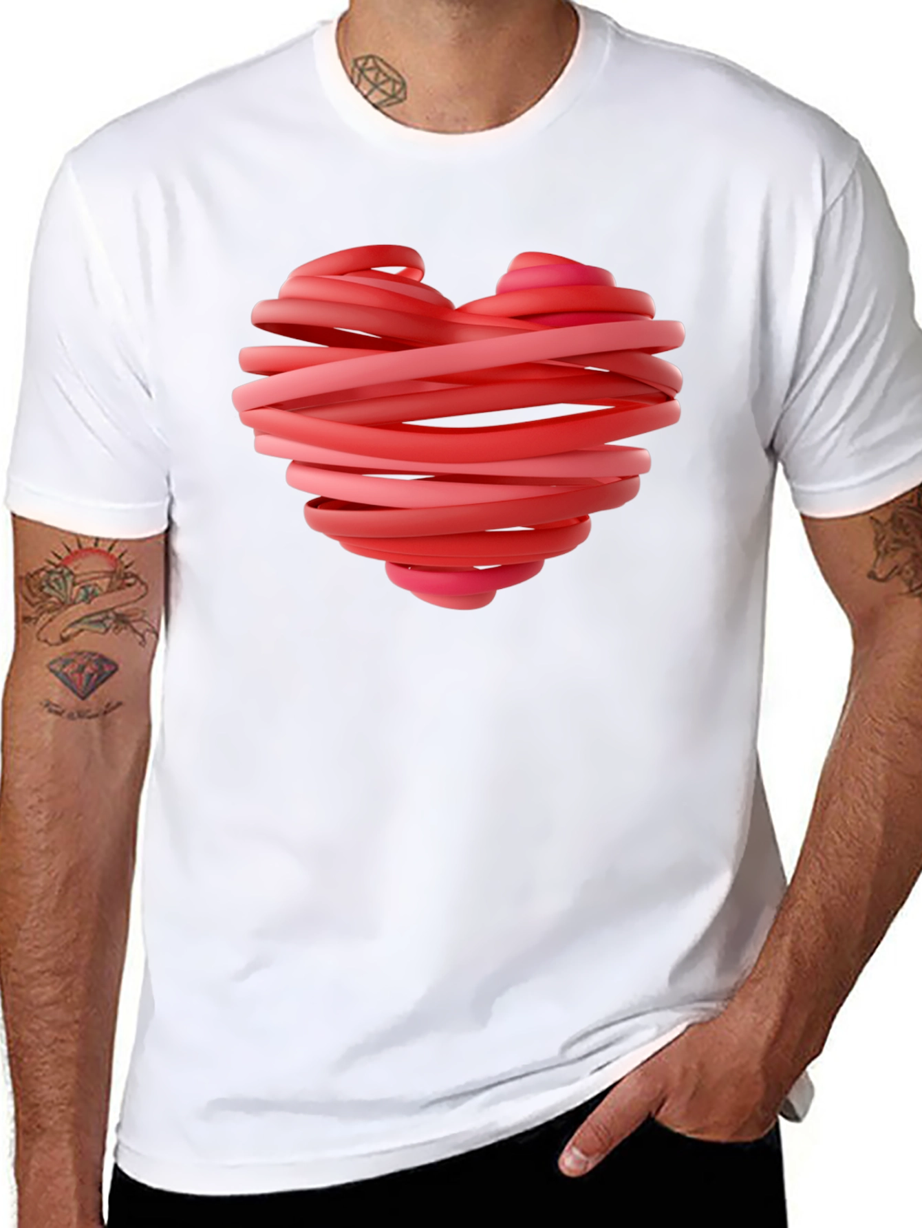 Heart Ribbon Graphic Tee - Stylish Black T-Shirt