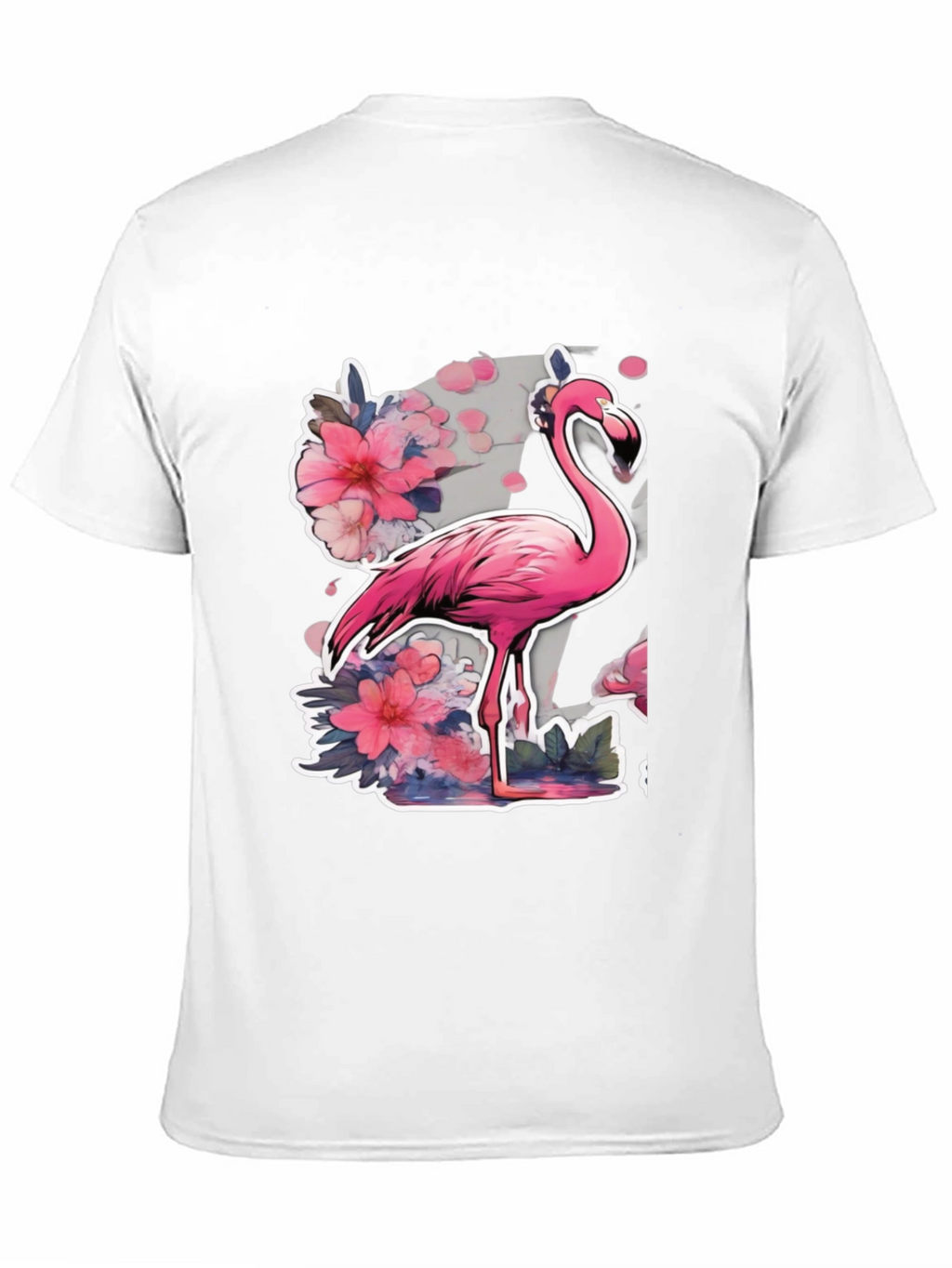 Stylish Flamingo Floral Graphic Tee - Black