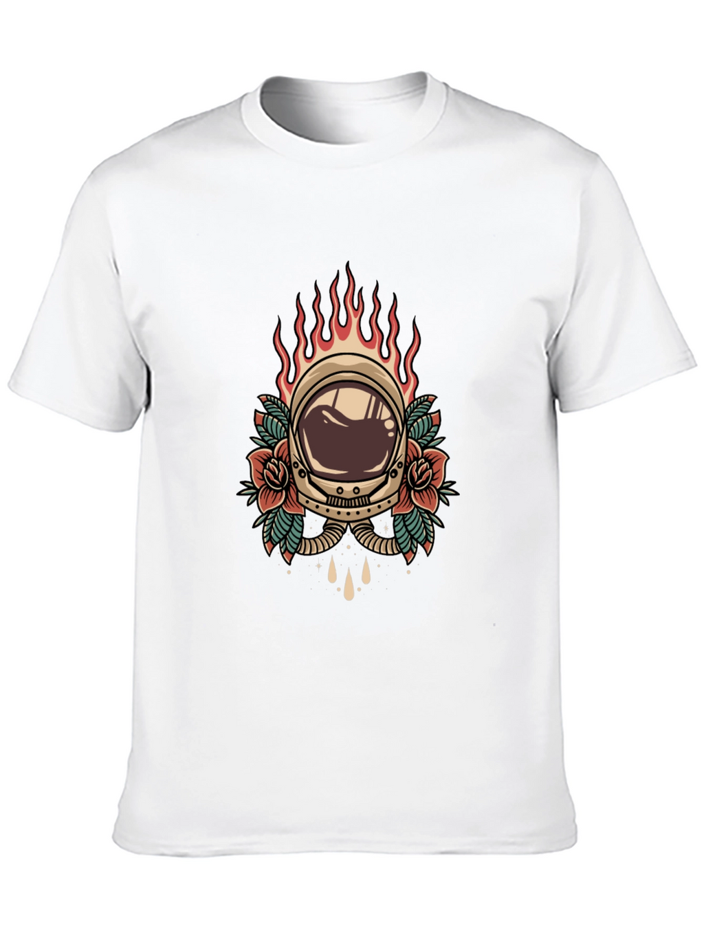 Retro Astronaut Helmet Tattoo Style Graphic Tee - Black