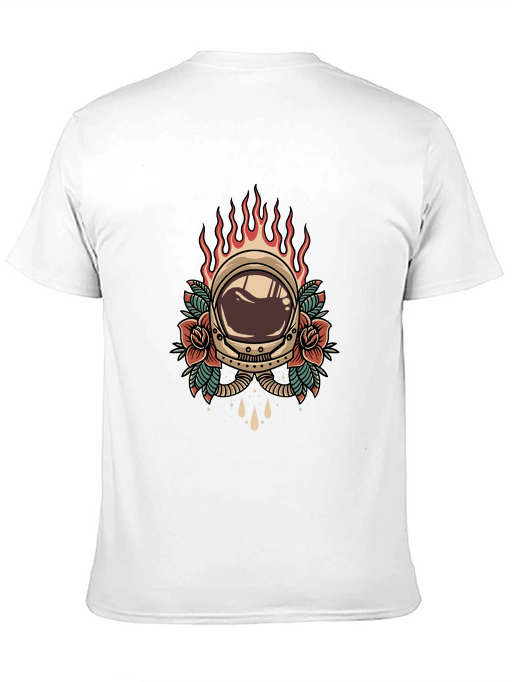 Retro Astronaut Helmet Tattoo Style Graphic Tee - Black