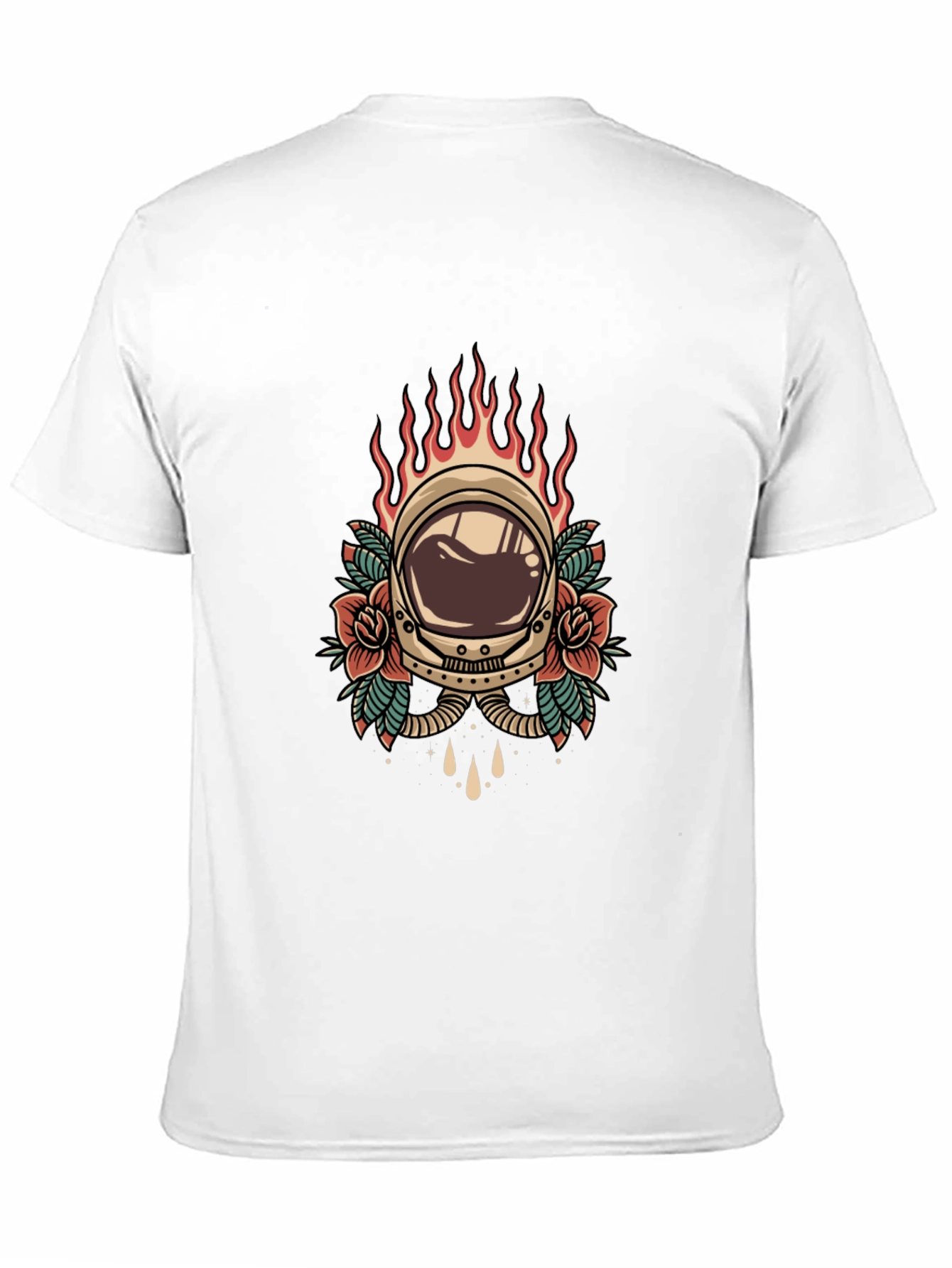Retro Astronaut Helmet Tattoo Style Graphic Tee - Black