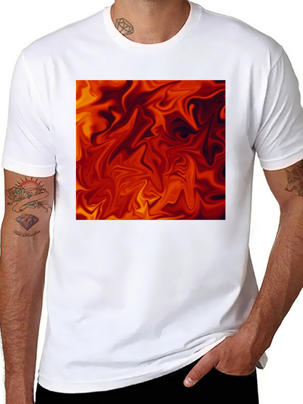 Fiery Abstract Art Black T-Shirt