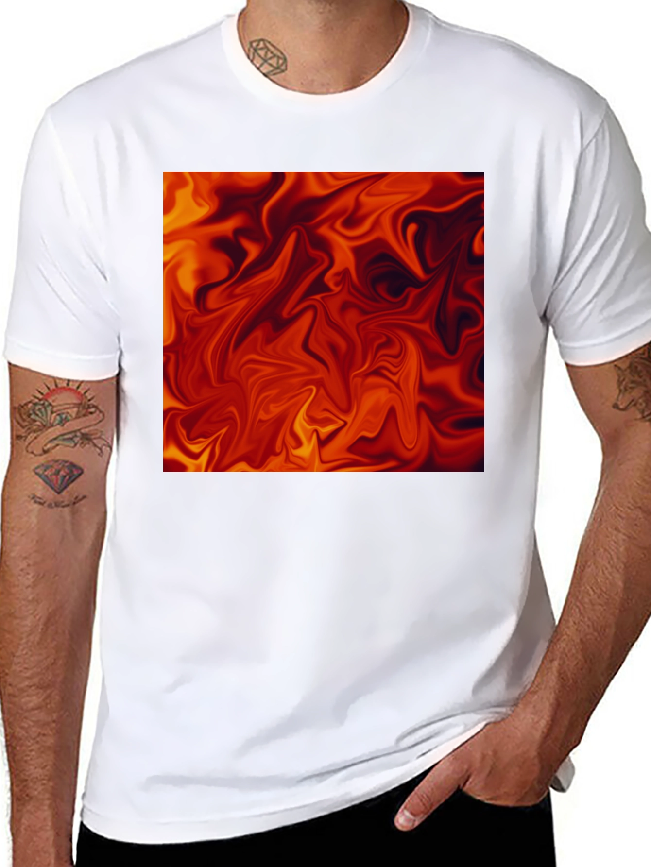 Fiery Abstract Art Black T-Shirt