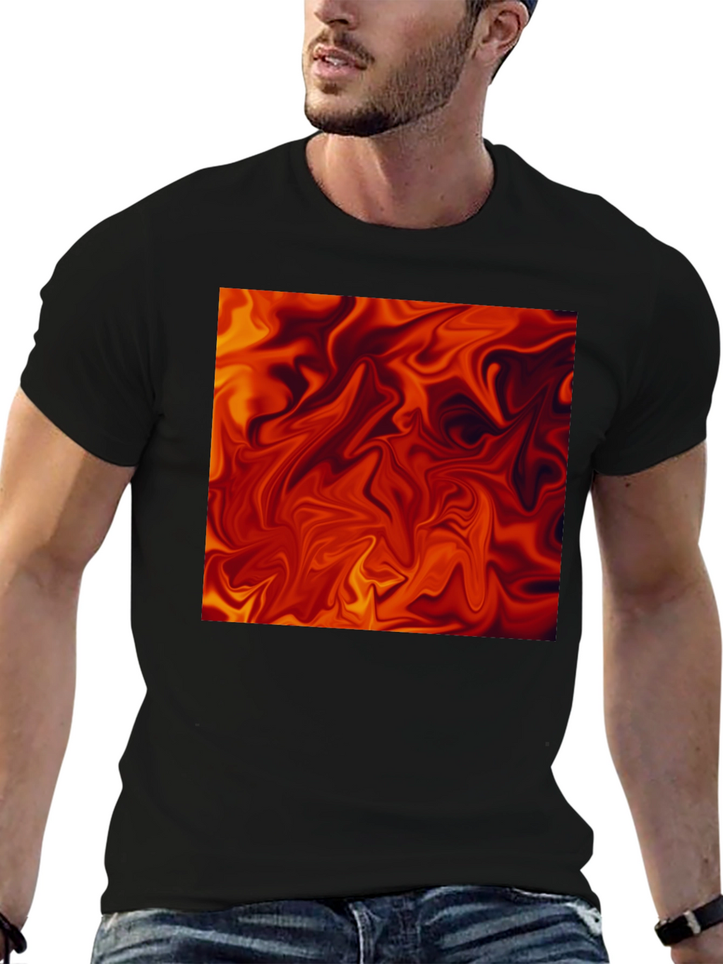 Fiery Abstract Art Black T-Shirt