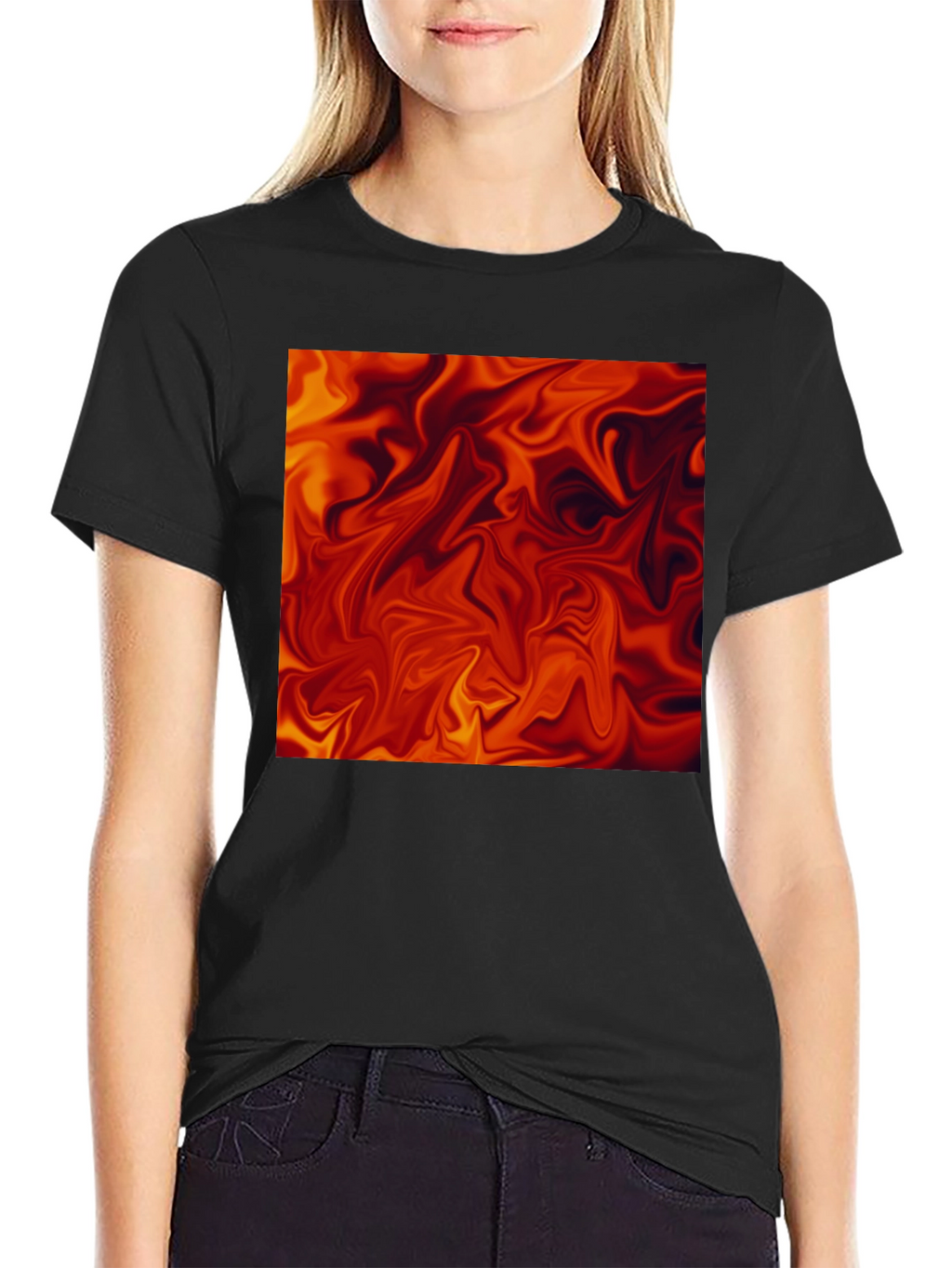 Fiery Abstract Art Black T-Shirt