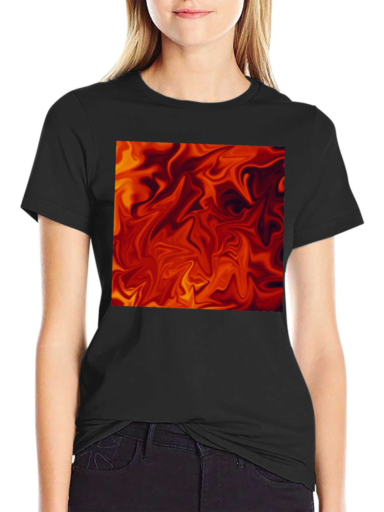 Fiery Abstract Art Black T-Shirt