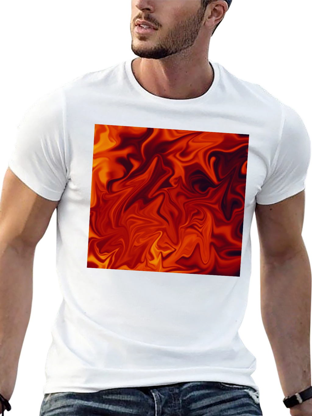 Fiery Abstract Art Black T-Shirt