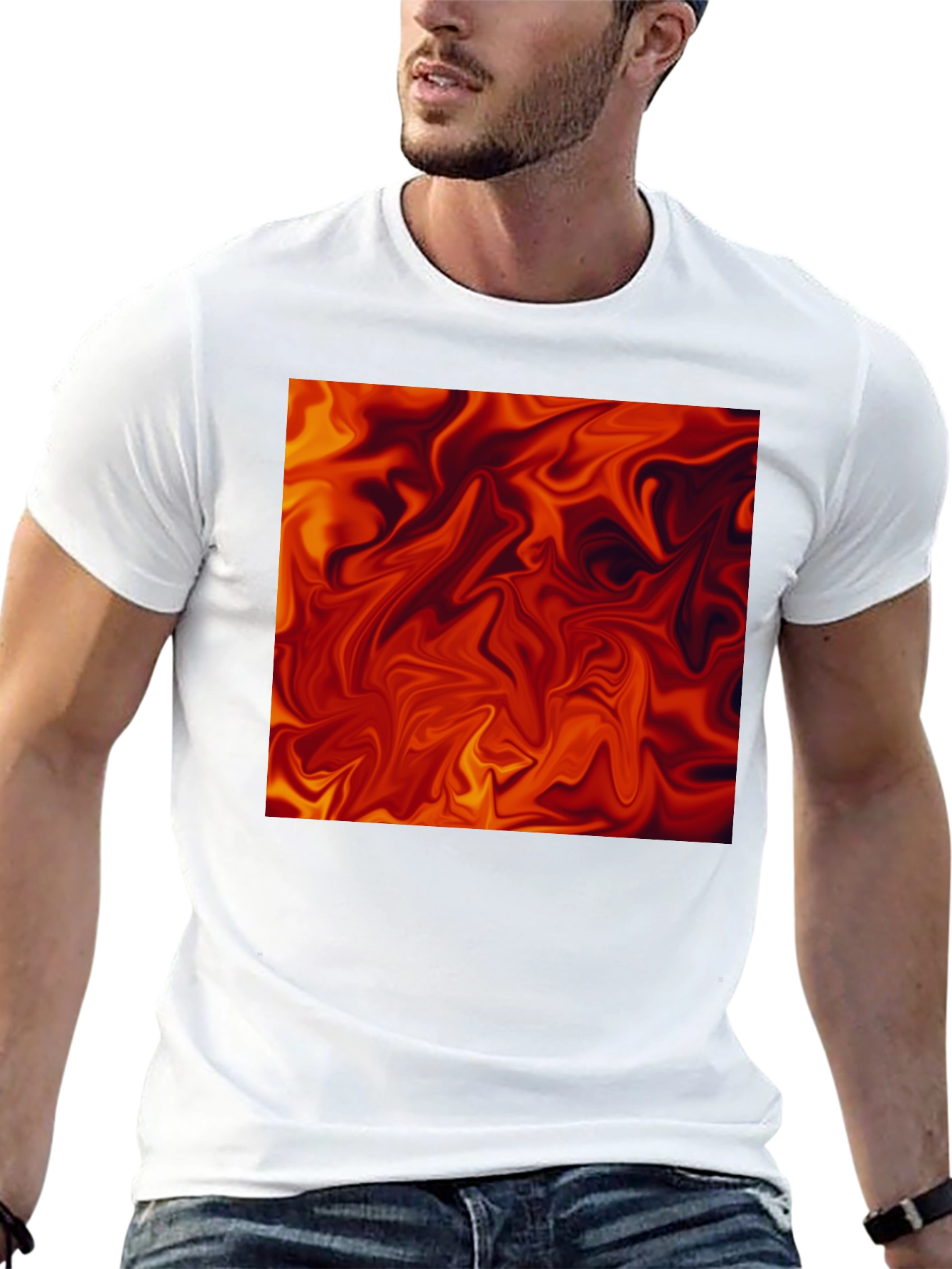 Fiery Abstract Art Black T-Shirt