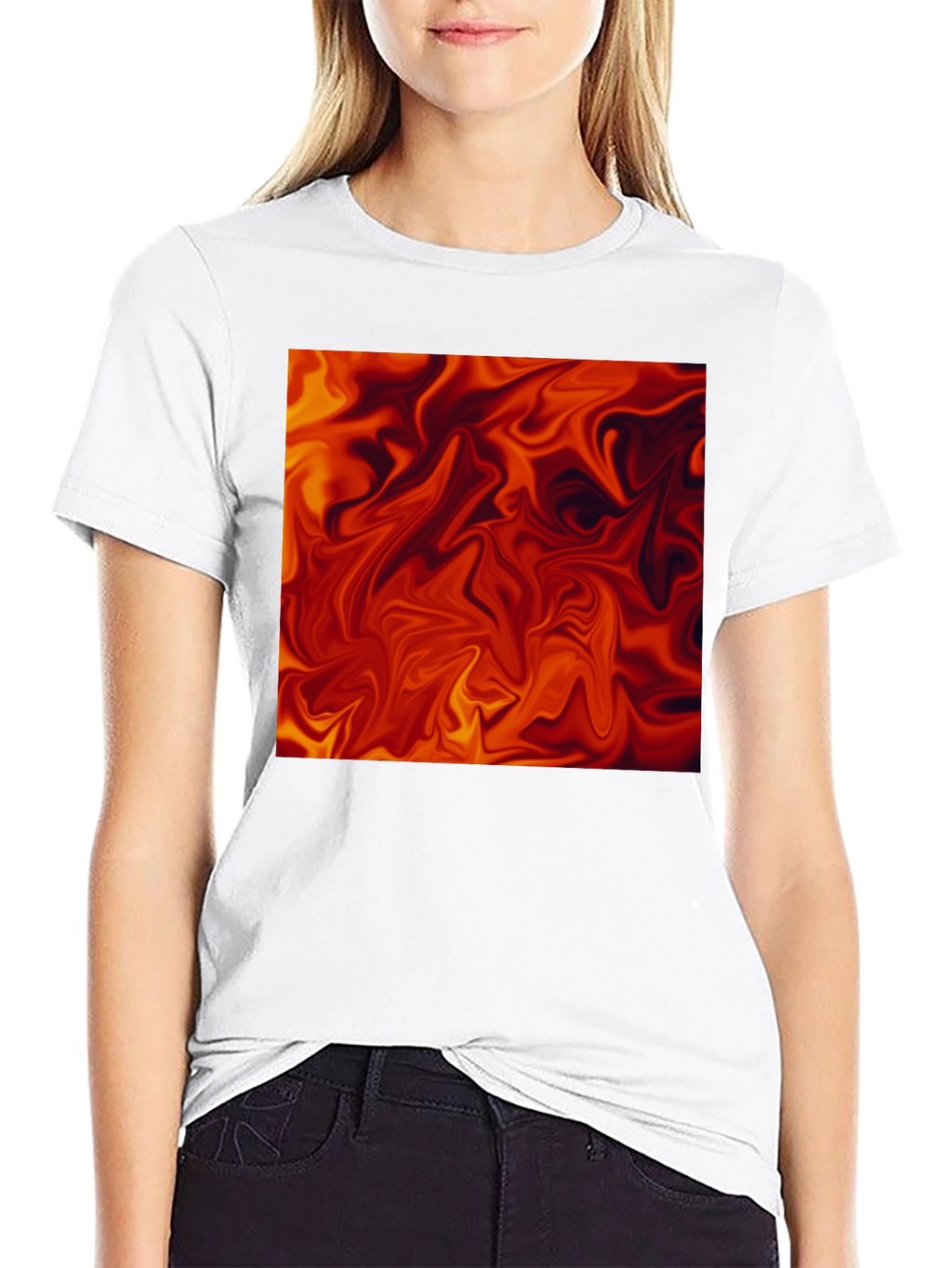 Fiery Abstract Art Black T-Shirt