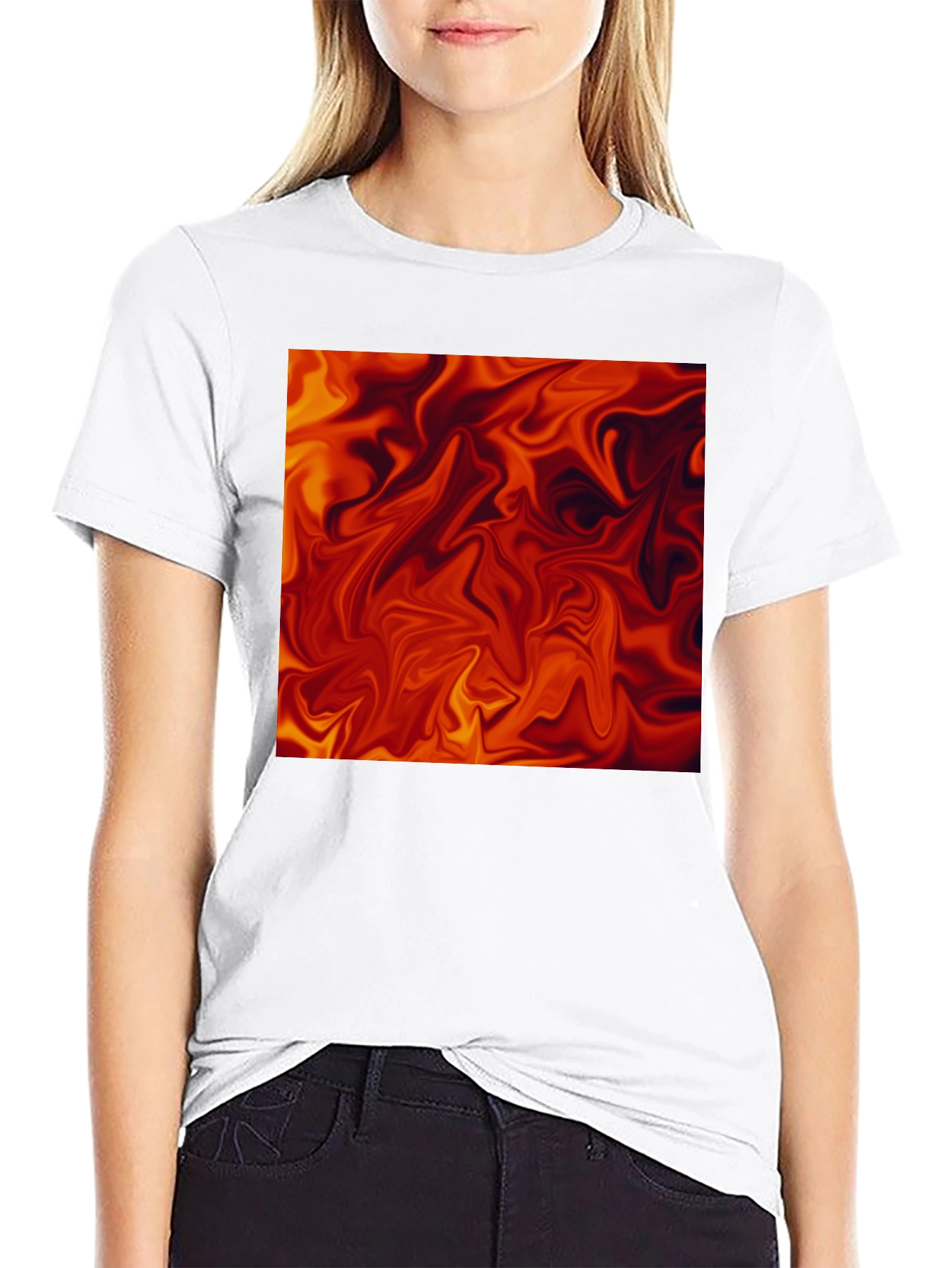Fiery Abstract Art Black T-Shirt