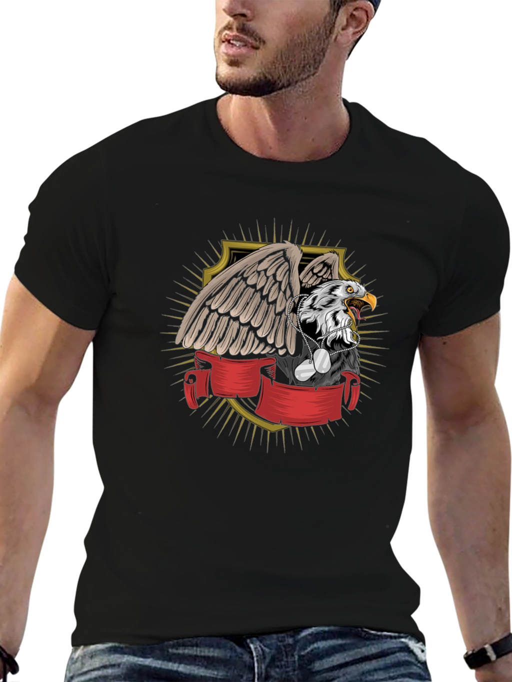 Eagle Shield Graphic T-Shirt - Patriotic Design