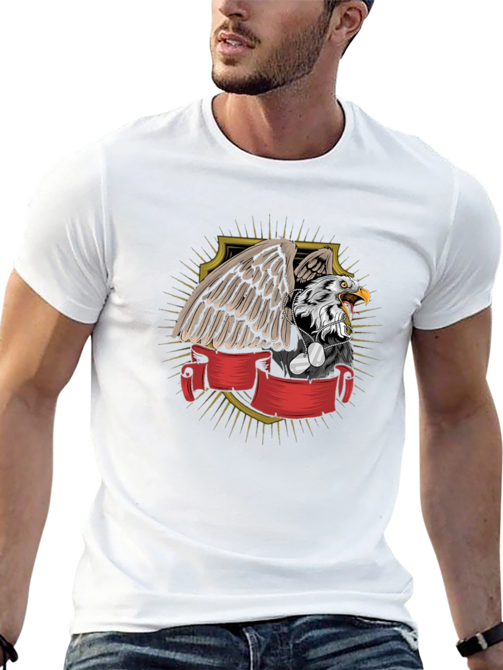 Eagle Shield Graphic T-Shirt - Patriotic Design