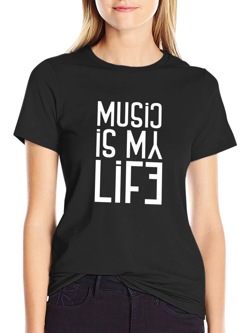 Music Is My Life Graphic T-Shirt - Black