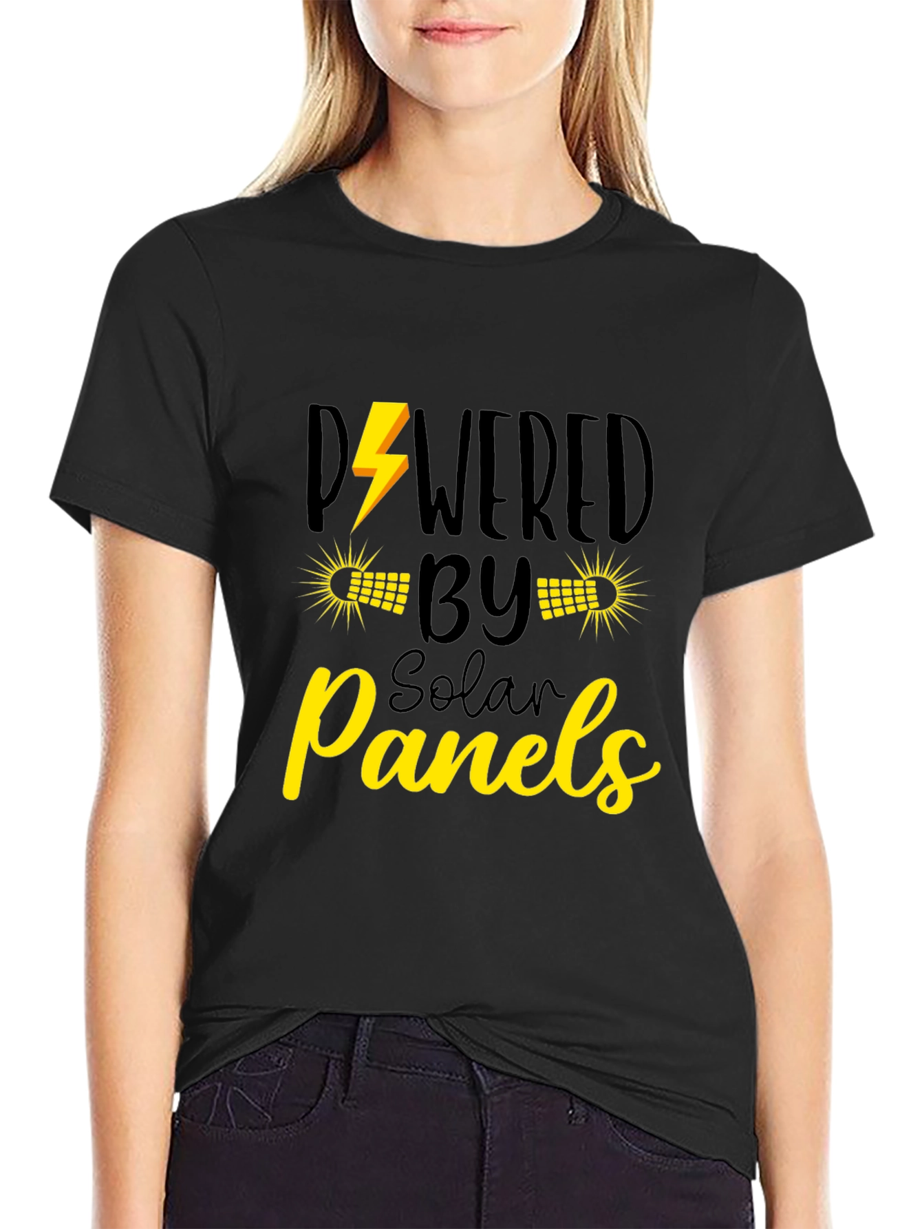 Powered by Solar Panels Graphic Tee - Eco Friendly Shirt