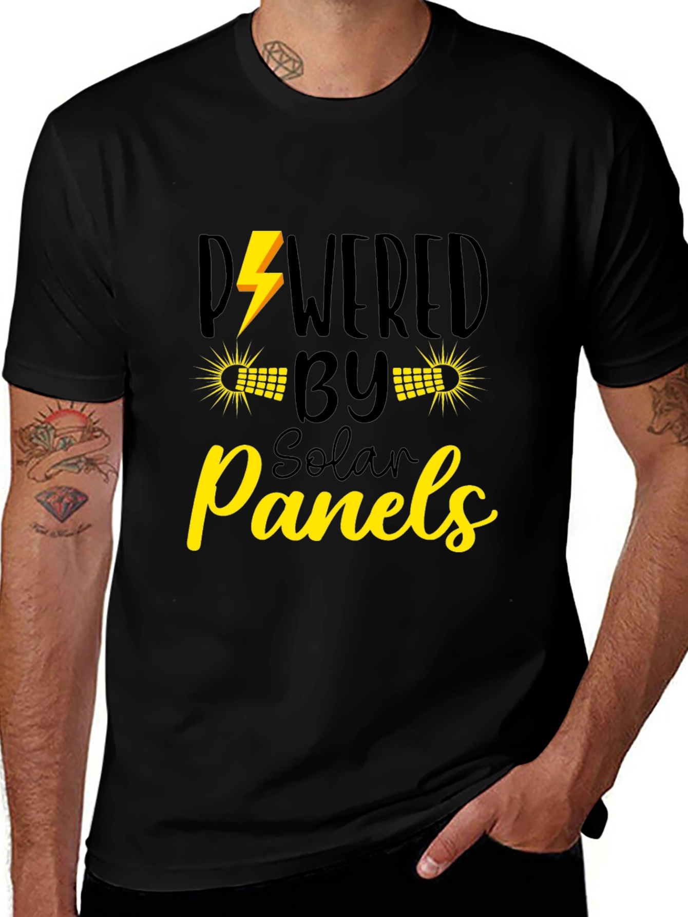 Powered by Solar Panels Graphic Tee - Eco Friendly Shirt