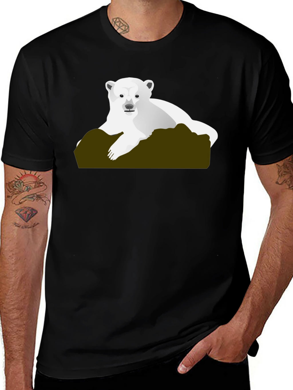 Polar Bear Graphic Tee - Black Cotton T-Shirt