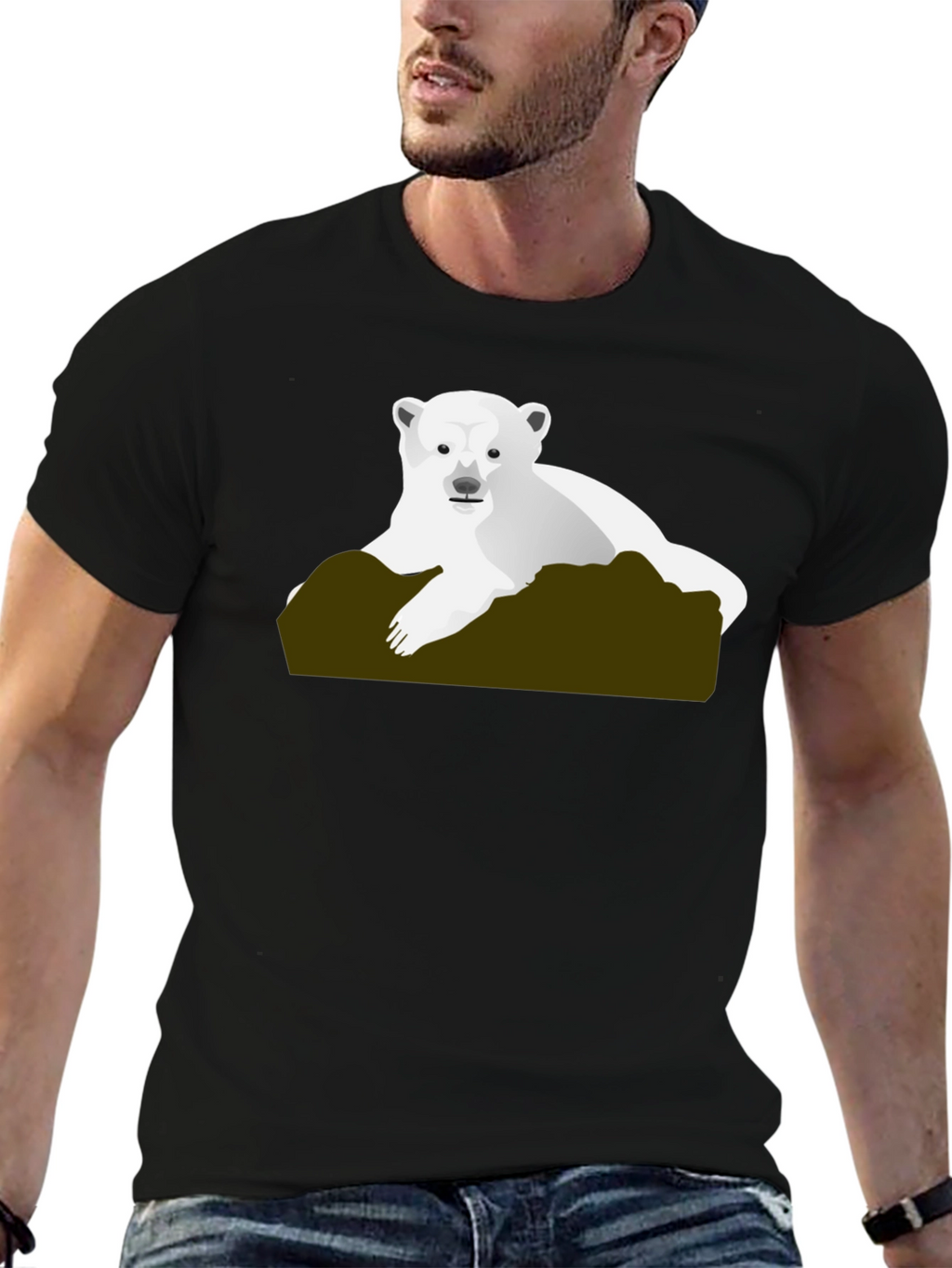 Polar Bear Graphic Tee - Black Cotton T-Shirt