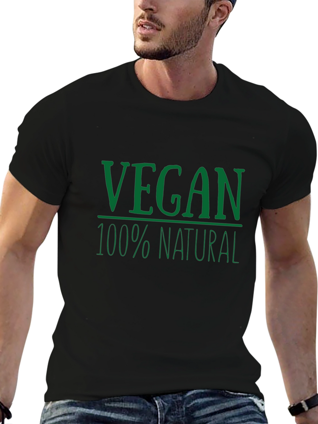 Vegan 100% Natural Graphic T-Shirt - Black