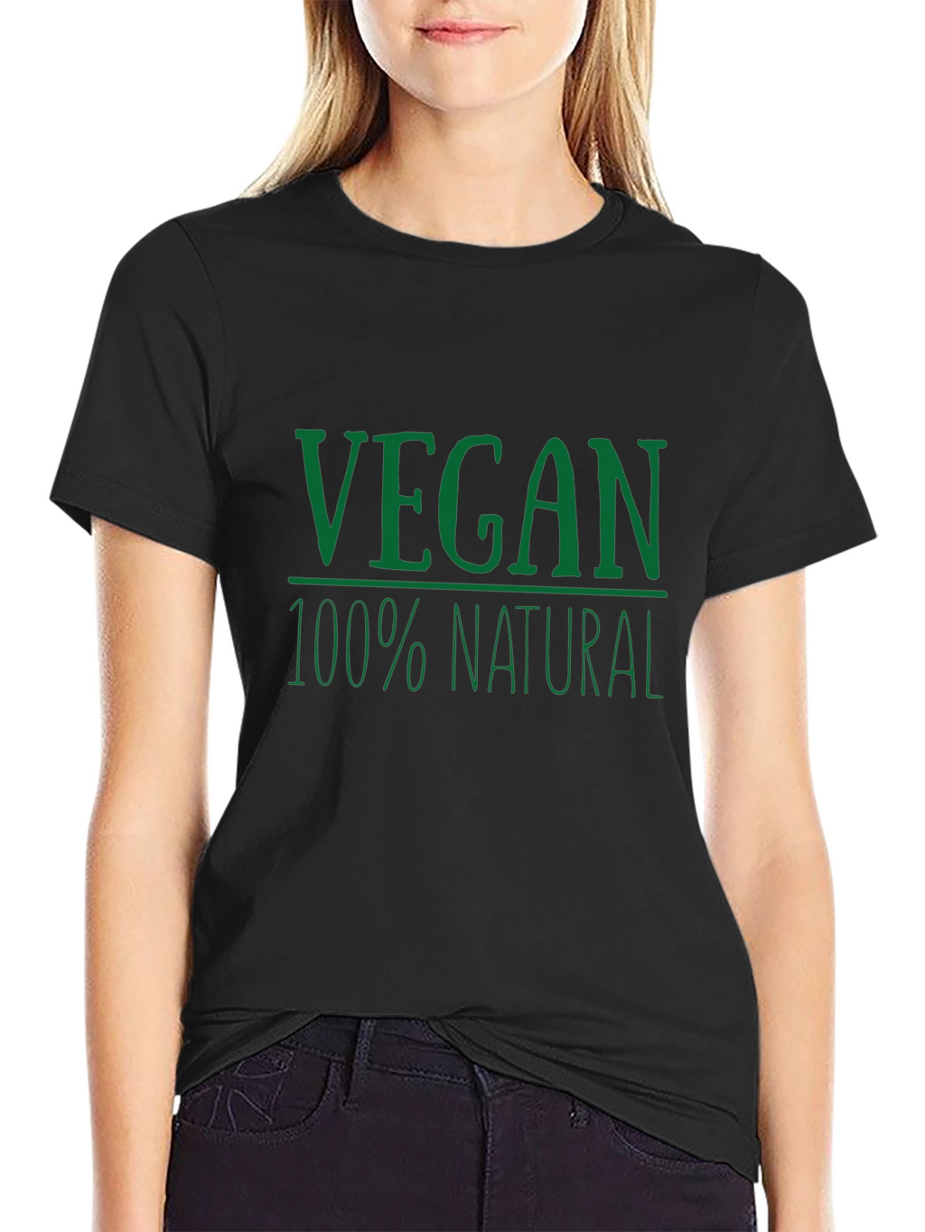 Vegan 100% Natural Graphic T-Shirt - Black