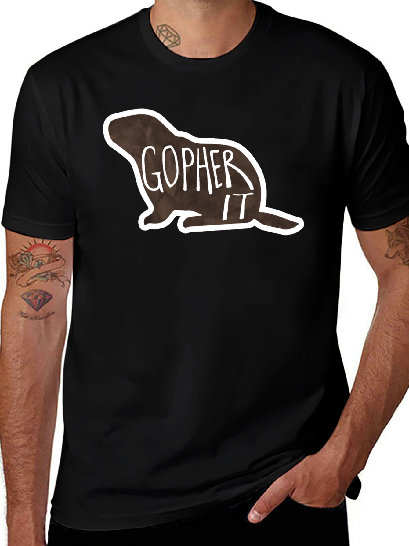 Gopher It Graphic Tee - Black Cotton T-Shirt